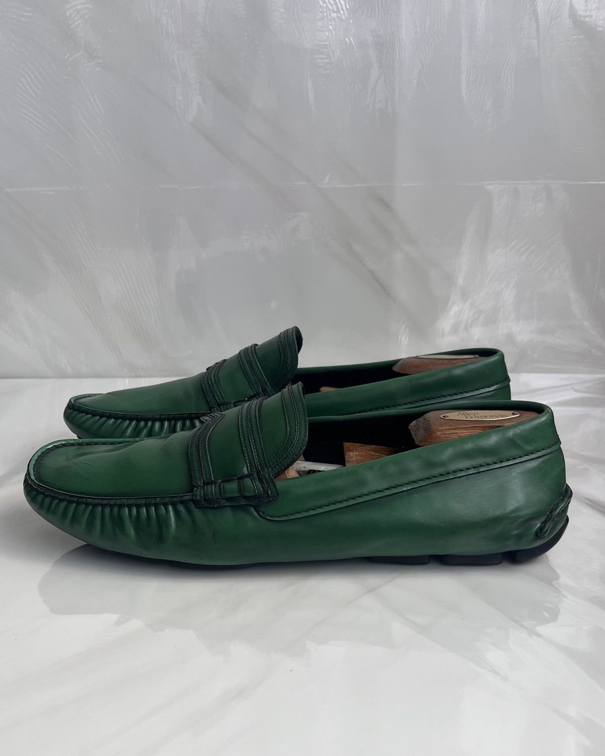 Prada Prada Green Leather Moccasin slip on Penny loafers Size US 10.5 / EU 43-44 - 5 Thumbnail