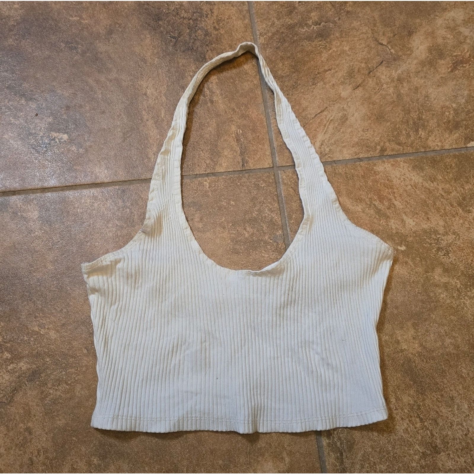 Other White Ribbed | H&H | Cropped Halter Size L / US 10 / IT 46 - 1 Thumbnail