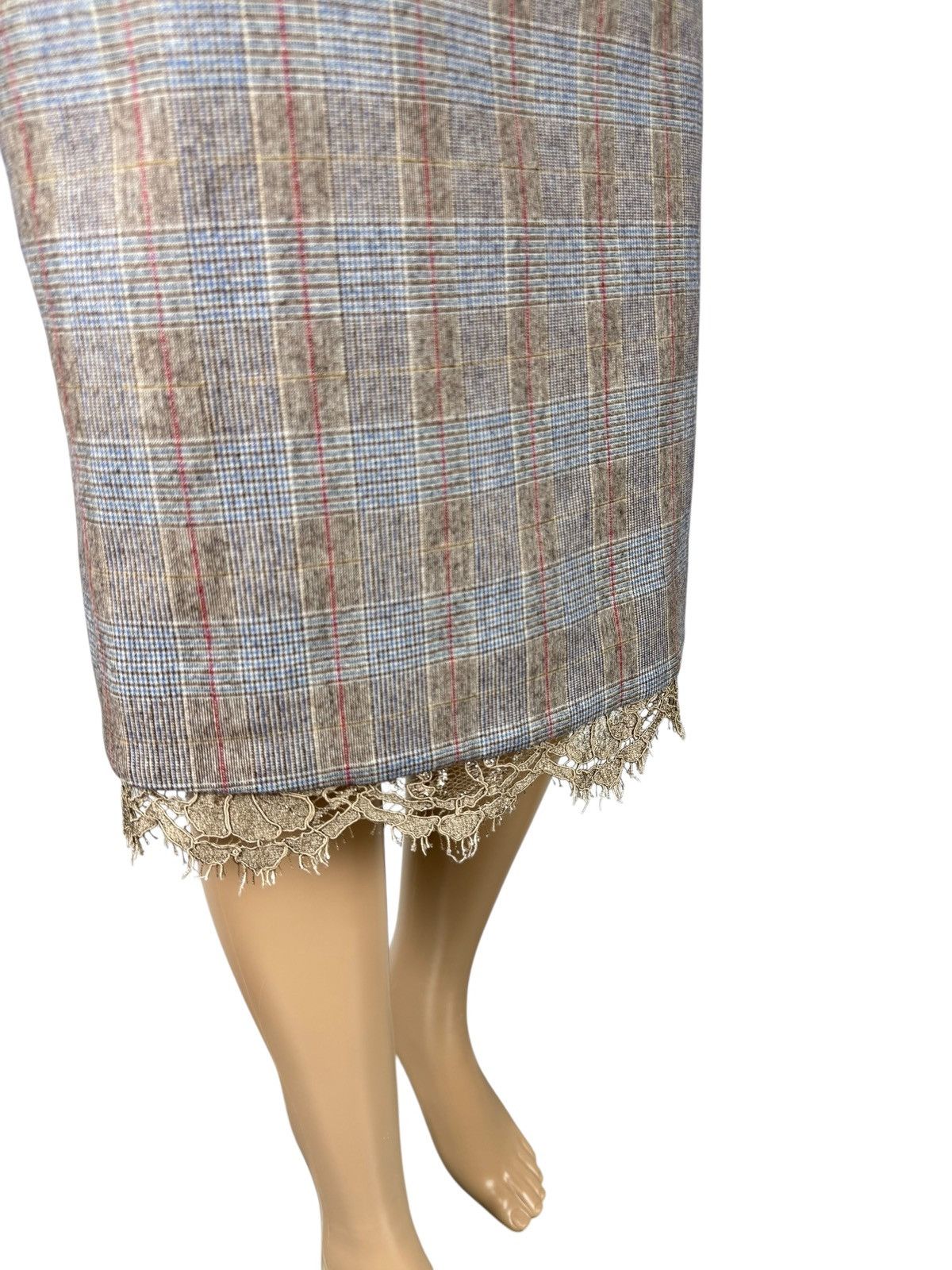 Blumarine Blumarine Plaid Long Skirt Wool with Lace size IT40 Size 27" / US 4 / IT 40 - 3 Thumbnail