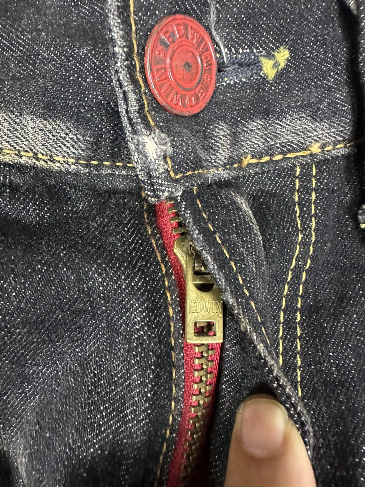 Edwin Vintage Edwin 503 Blue Trip Black Denim 33x34 D775 Size US 33 - 14 Thumbnail