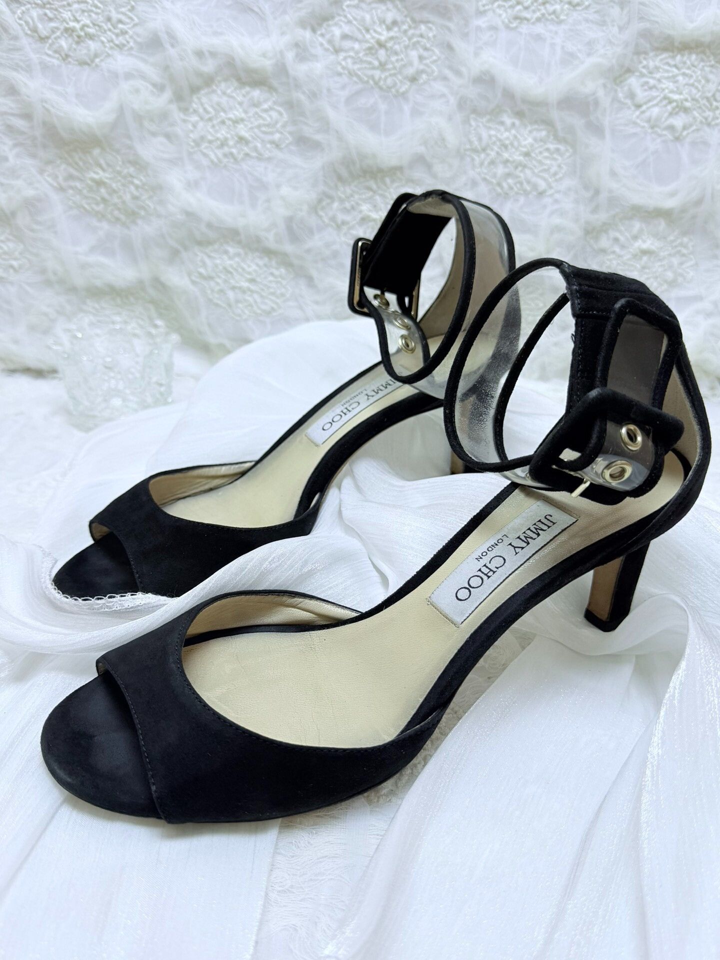 Jimmy Choo Jimmy Choo Velvet Black Sandals us_8 Women Size US 8 / IT 38 - 1 Thumbnail
