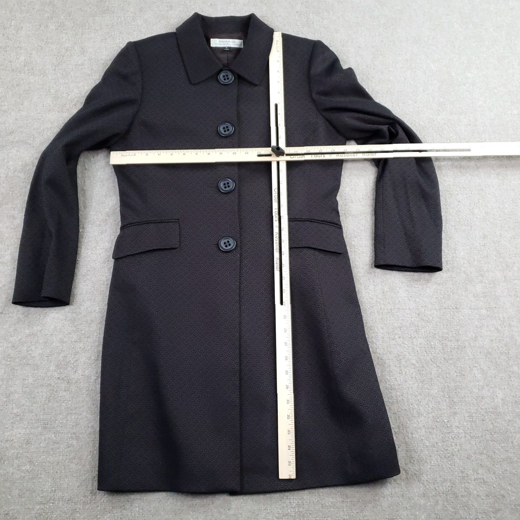 Vintage Tahari Arthur S. Levine Coat Womens 8 Brown Geometric Mid-Length Collared Button Size M / US 6-8 / IT 42-44 - 2 Thumbnail