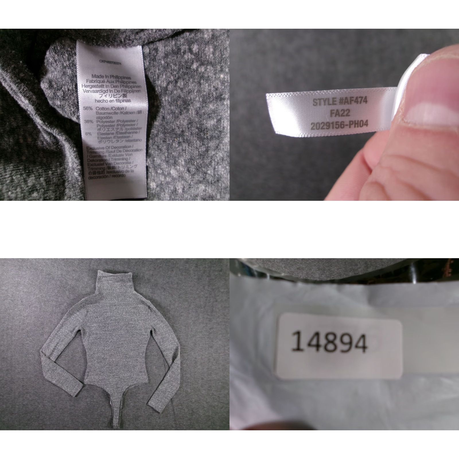 Madewell Madewell Bodysuit XS Women Gray Turtleneck Long Sleeve Snap Closure Knit Top Size XS / US 0-2 / IT 36-38 - 8 Thumbnail