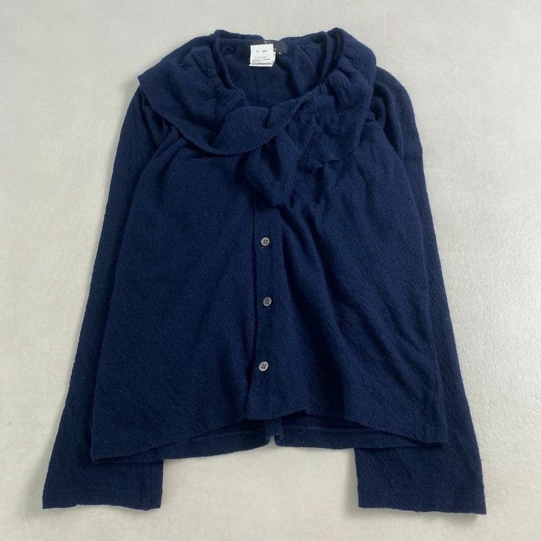 Y's Y's Navy wool irregular lace neckline shirt Size US L / EU 52-54 / 3 - 1 Thumbnail