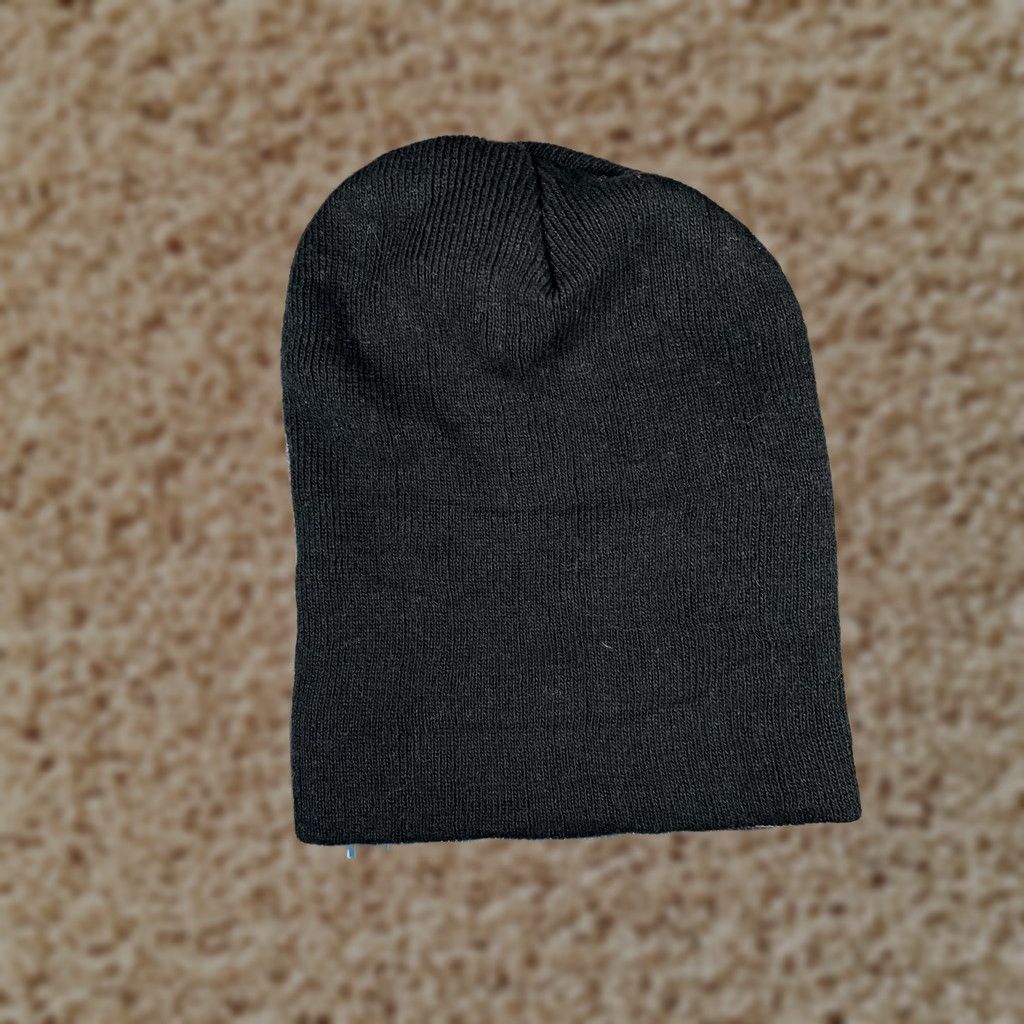 Vintage Knit Beanie Mens One Size Black Solid Soft Warm Stretch Casual Winter Hat Size ONE SIZE - 1 Thumbnail