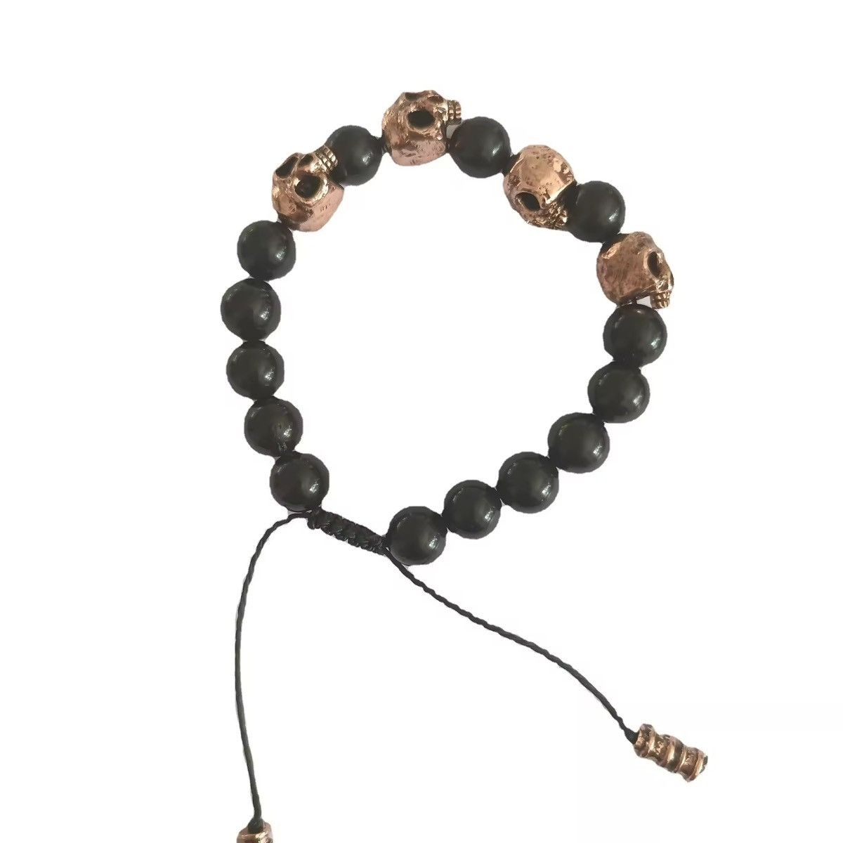 Other Dark Vintage Style Punk Skull Black Beads Bracelet Size ONE SIZE - 2 Thumbnail