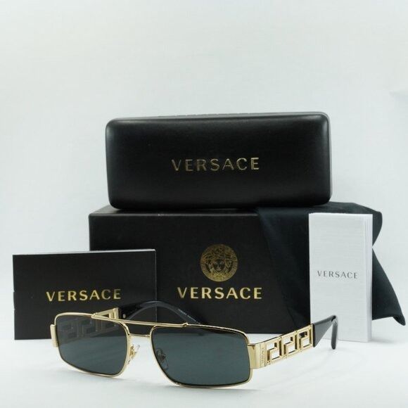 Versace Versace VE2257 100287 Sunglasses Gold Rectangle Frame Size ONE SIZE - 12 Thumbnail