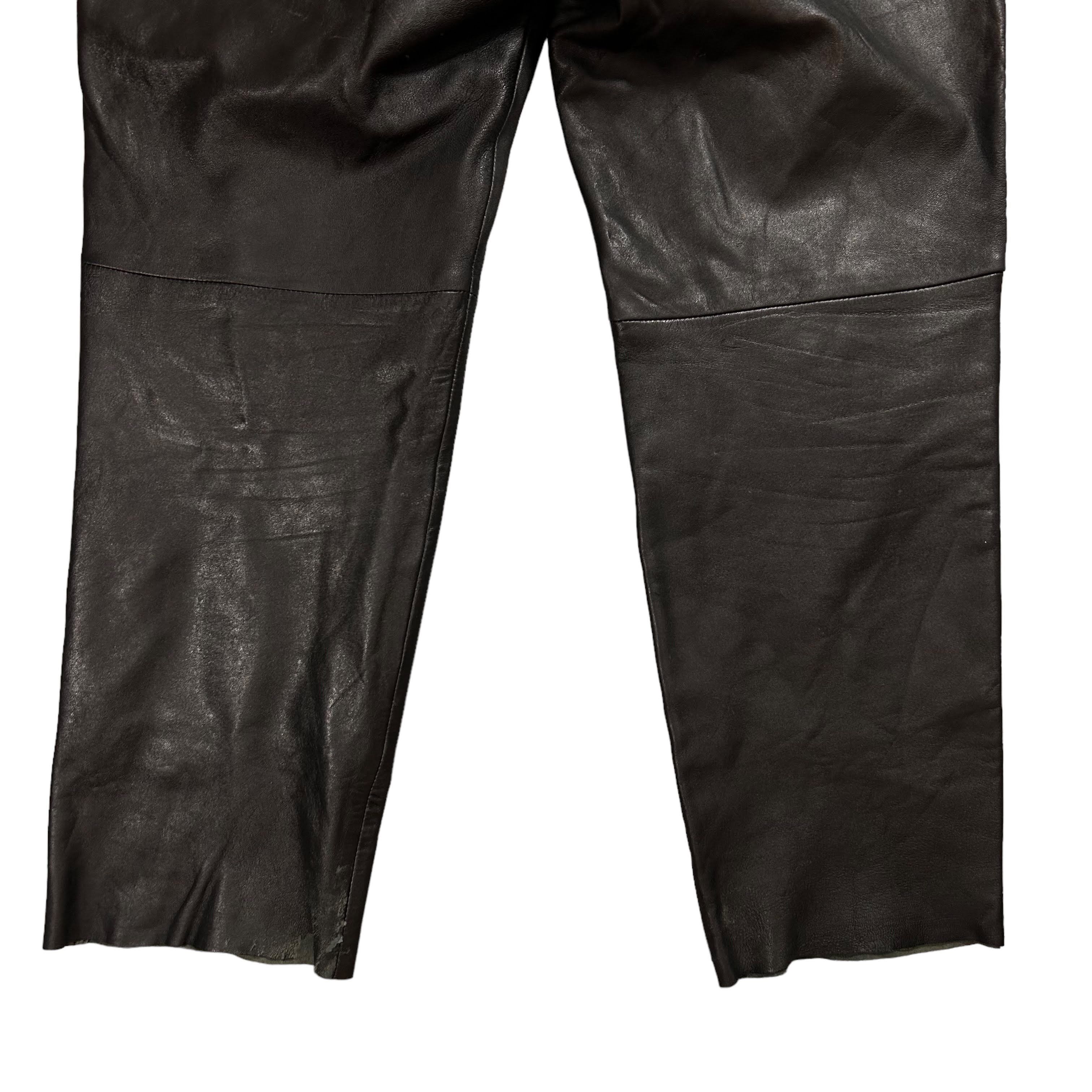 Leather × Vintage Vintage Black Baggy Loose Genuine Leather Pants Size W36 L30 Size US 36 / EU 52 - 7 Thumbnail