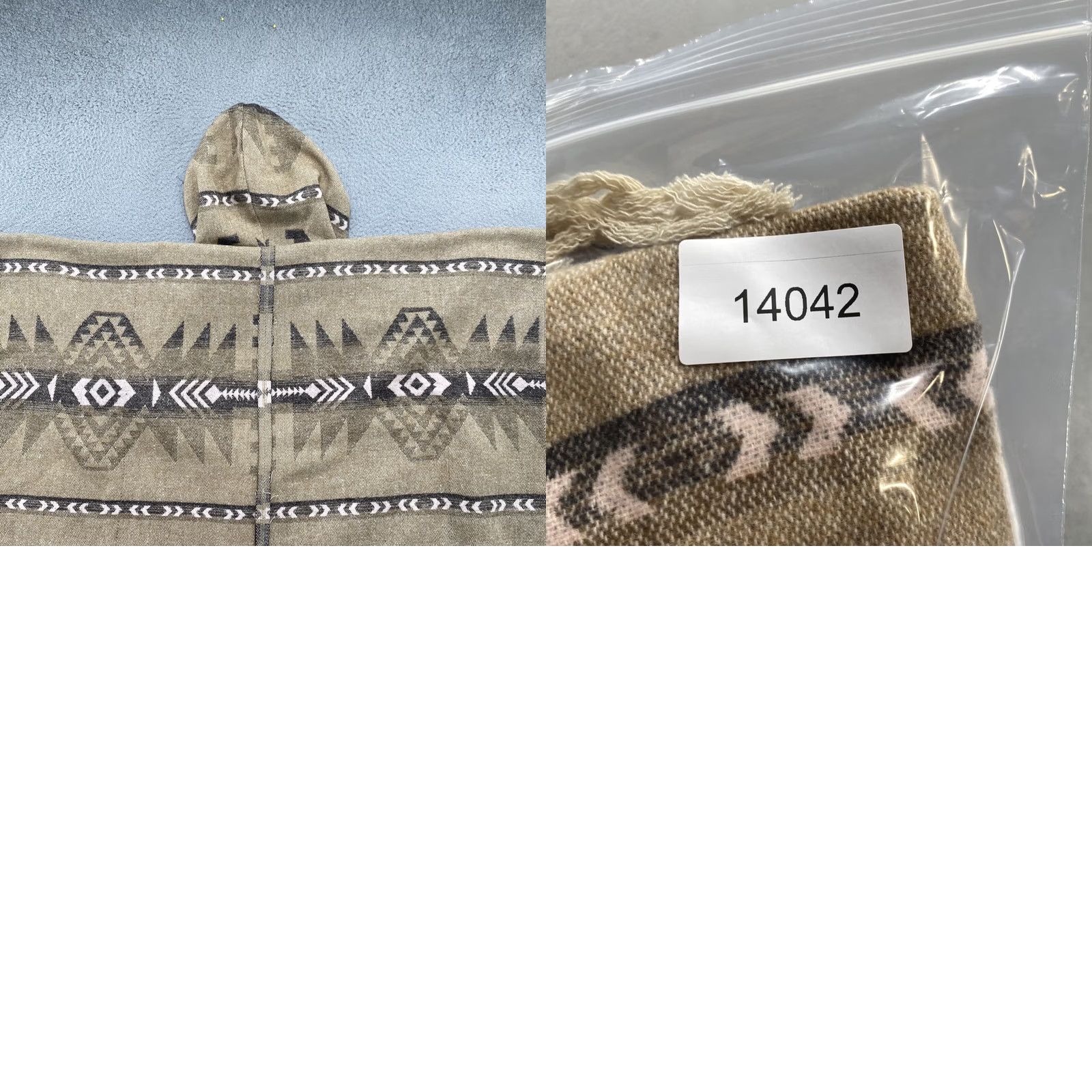 Vintage Artisan Crafted Democracy Hooded Poncho - Brown Fringe Aztec Southwest Size Small Size ONE SIZE - 8 Thumbnail
