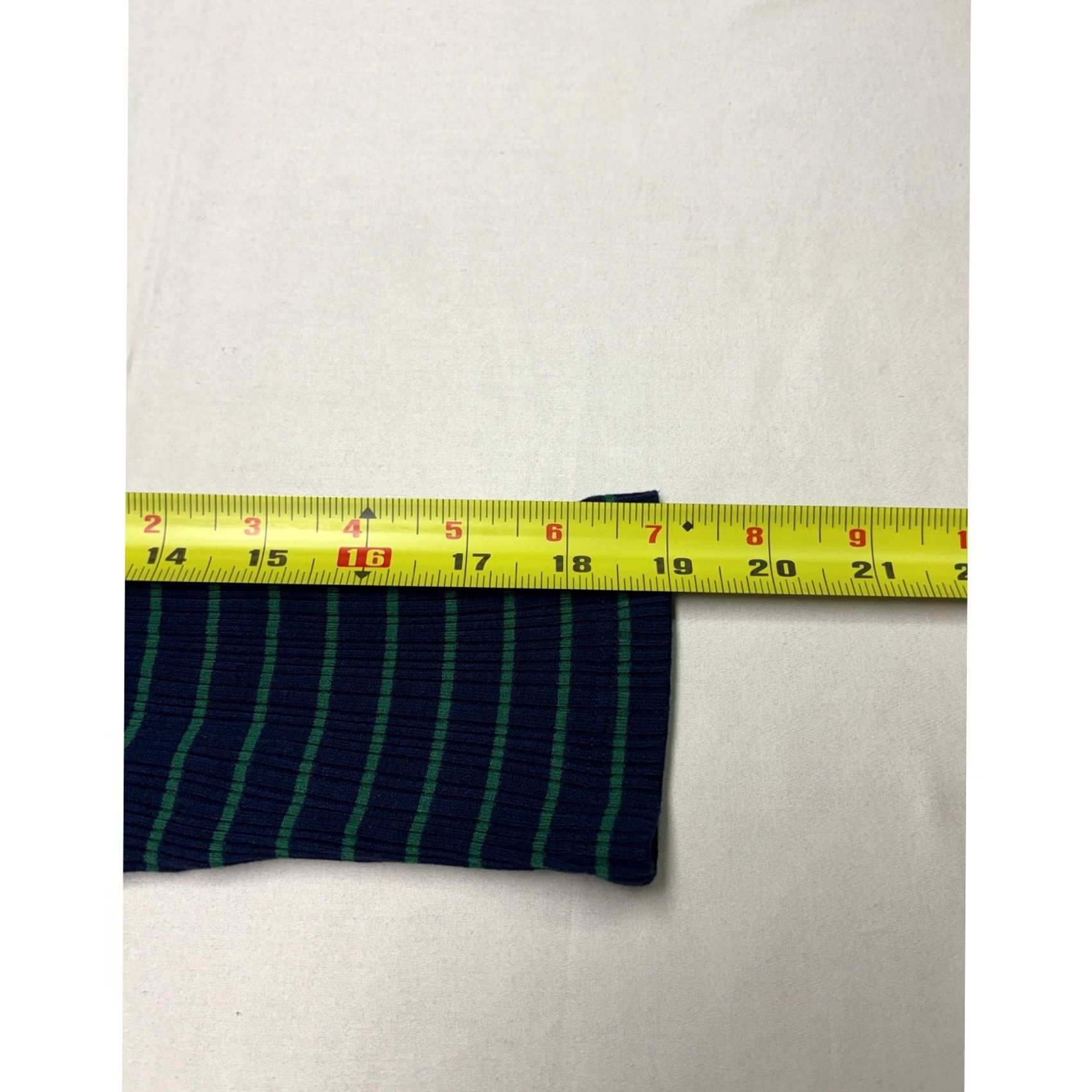 Anthropologie Maeve Anthropologie Midi Dress Womens S Navy Green Striped Ribbed Knit V-Neck Size S / US 4 / IT 40 - 8 Thumbnail