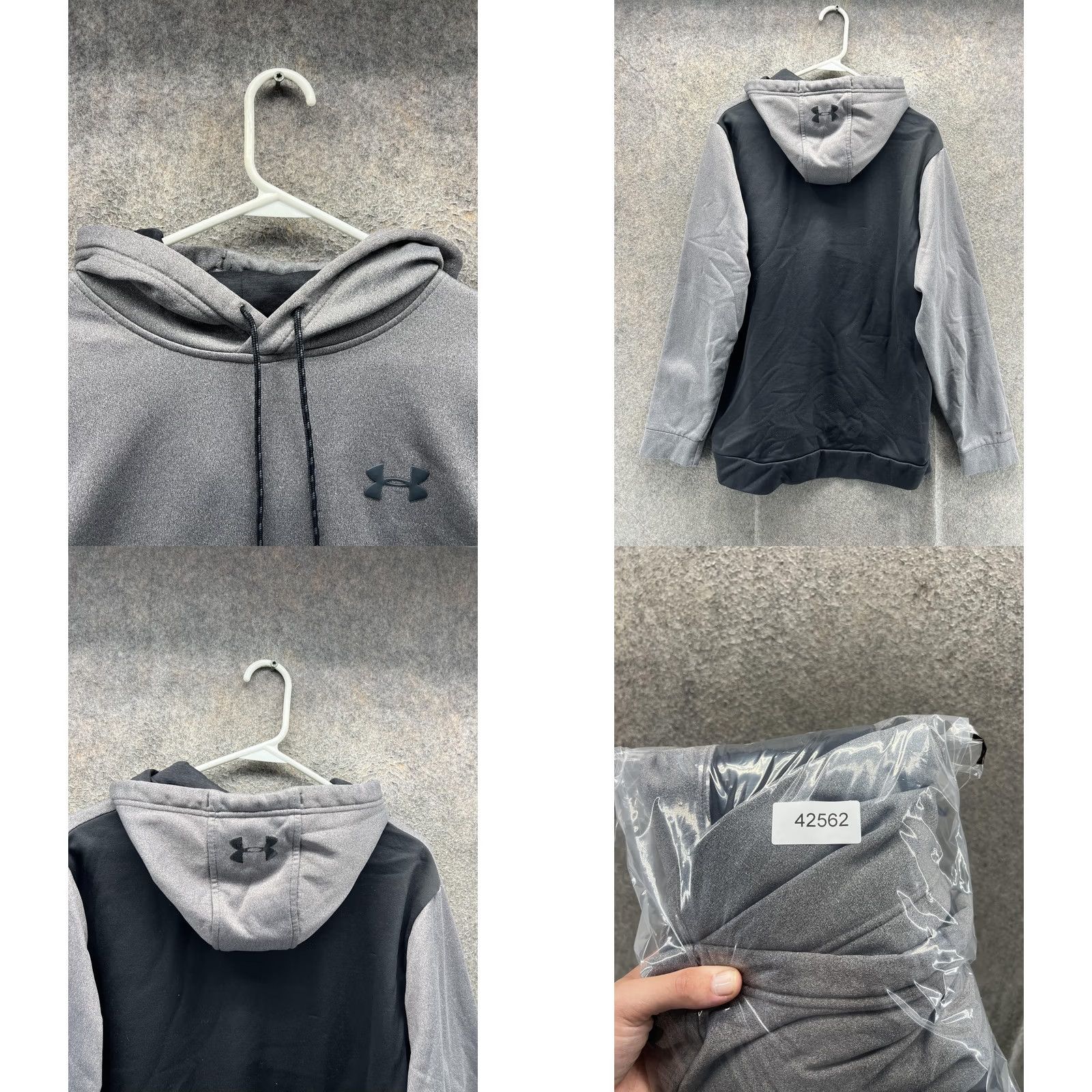 Under Armour Under Armour Hoodie Mens Large Gray Black ColdGear Pullover Fleece Sweatshirt Size US L / EU 52-54 / 3 - 8 Thumbnail