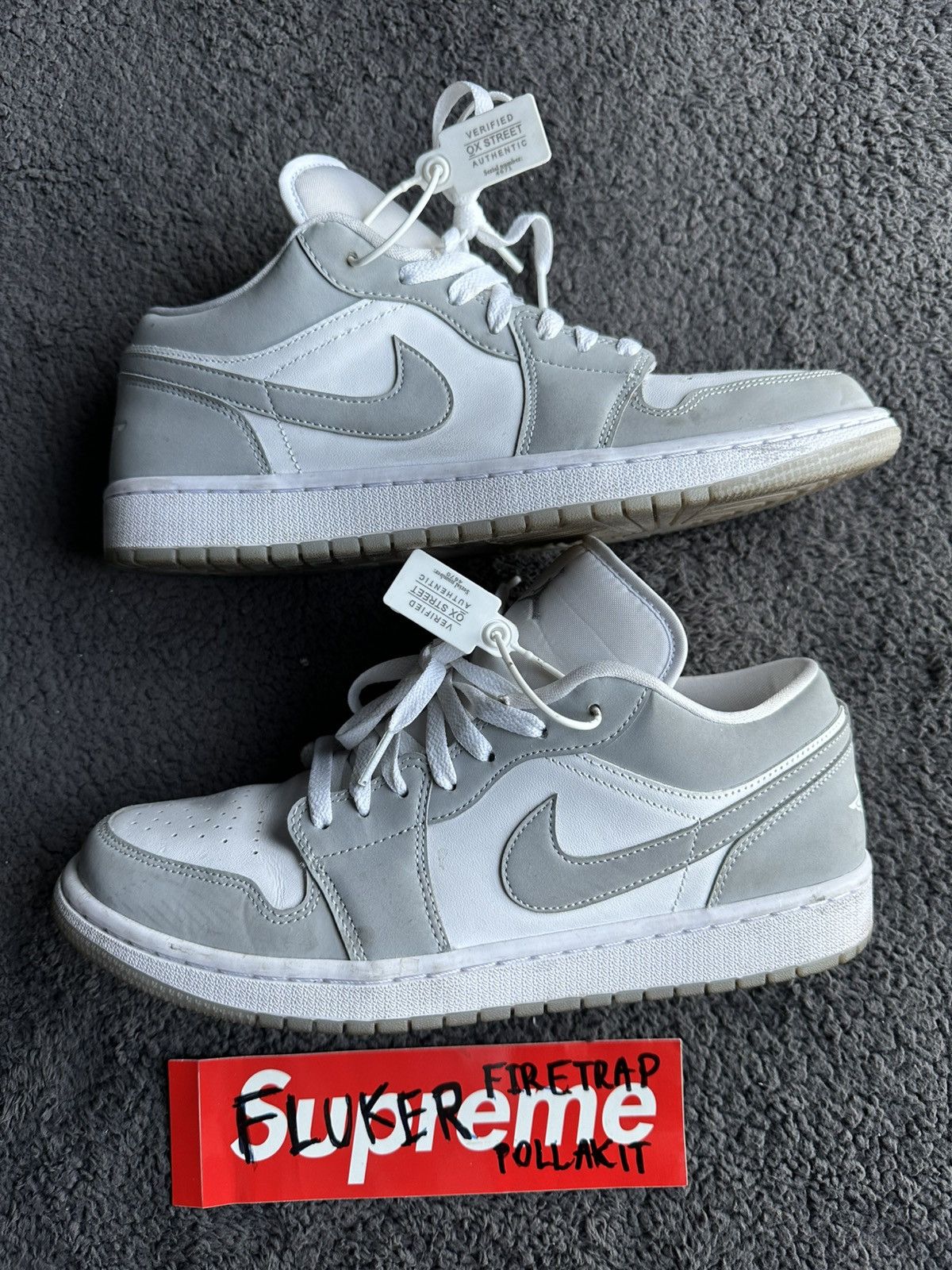 Jordan Brand Nike Air Jordan 1 Low 'white Wolf Grey' Used 8/10 size 10US Size US 10 / EU 43 - 2 Thumbnail