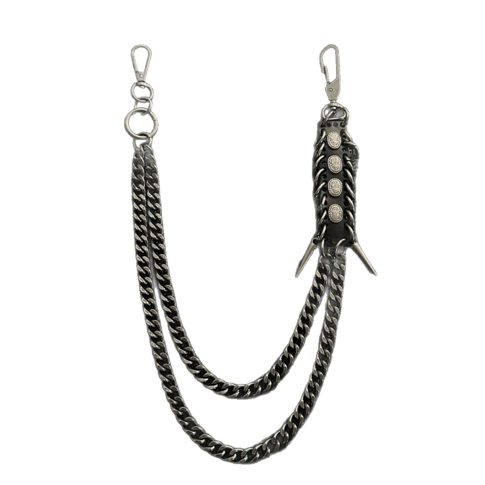 Vintage Black Punk Wallet Chain with Studded Leather Detail Size ONE SIZE - 5 Thumbnail