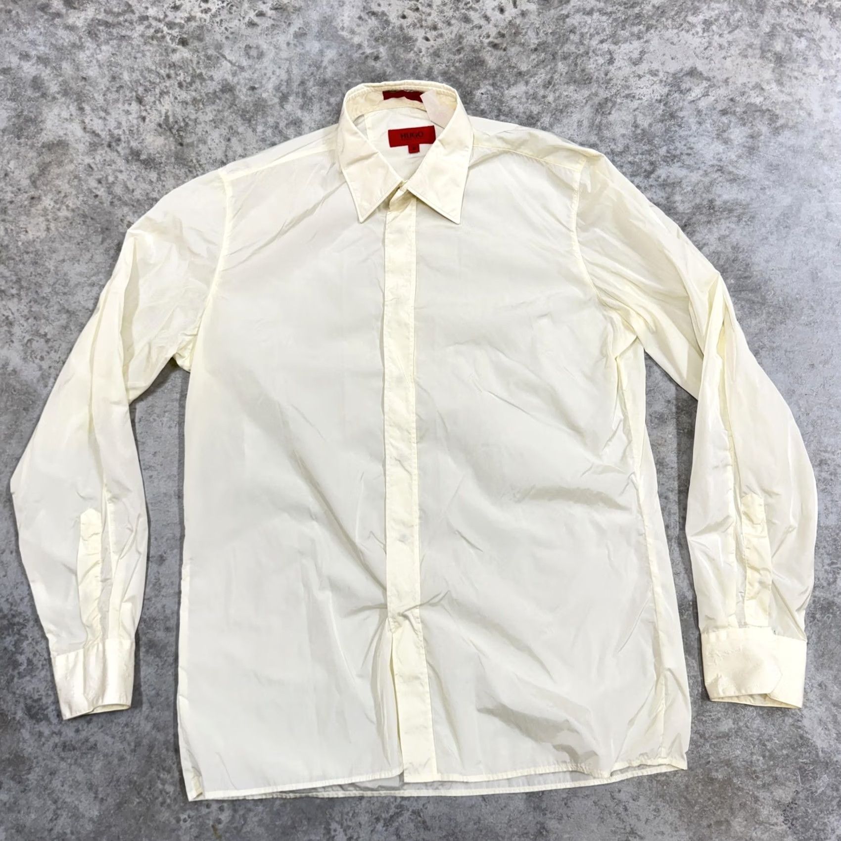 Hugo Boss HUGO BOSS Shirt Mens M Ivory Hidden Snap Front Long Sleeve Dress Shirt Shirt Mens M Ivory Hidden Snap Front Long Sleeve Dress Shirt Size 40R - 2 Thumbnail