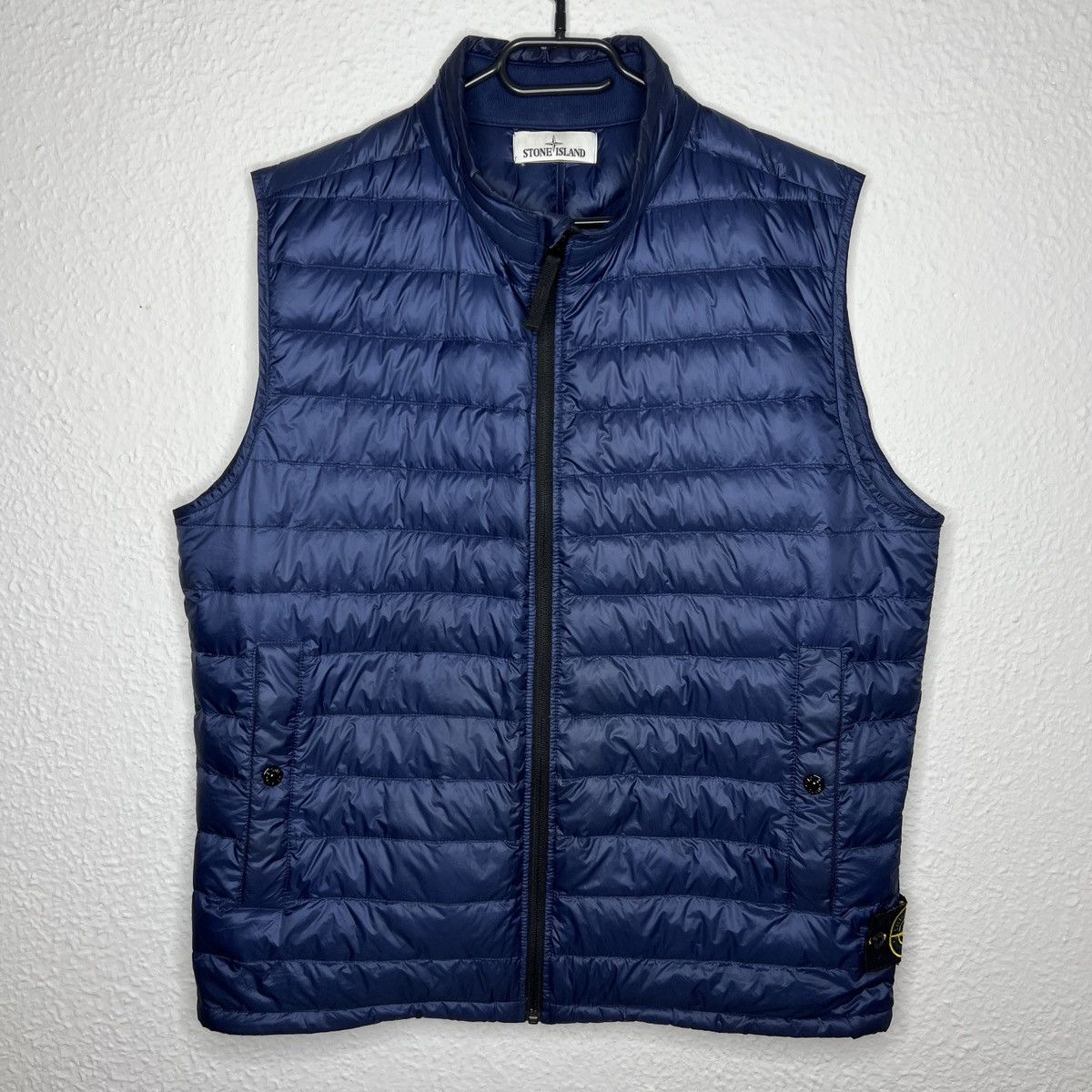 image of Stone Island Puffer Down Vest Jacket Navy Retro Y2K Drill, Men's (Size XL)