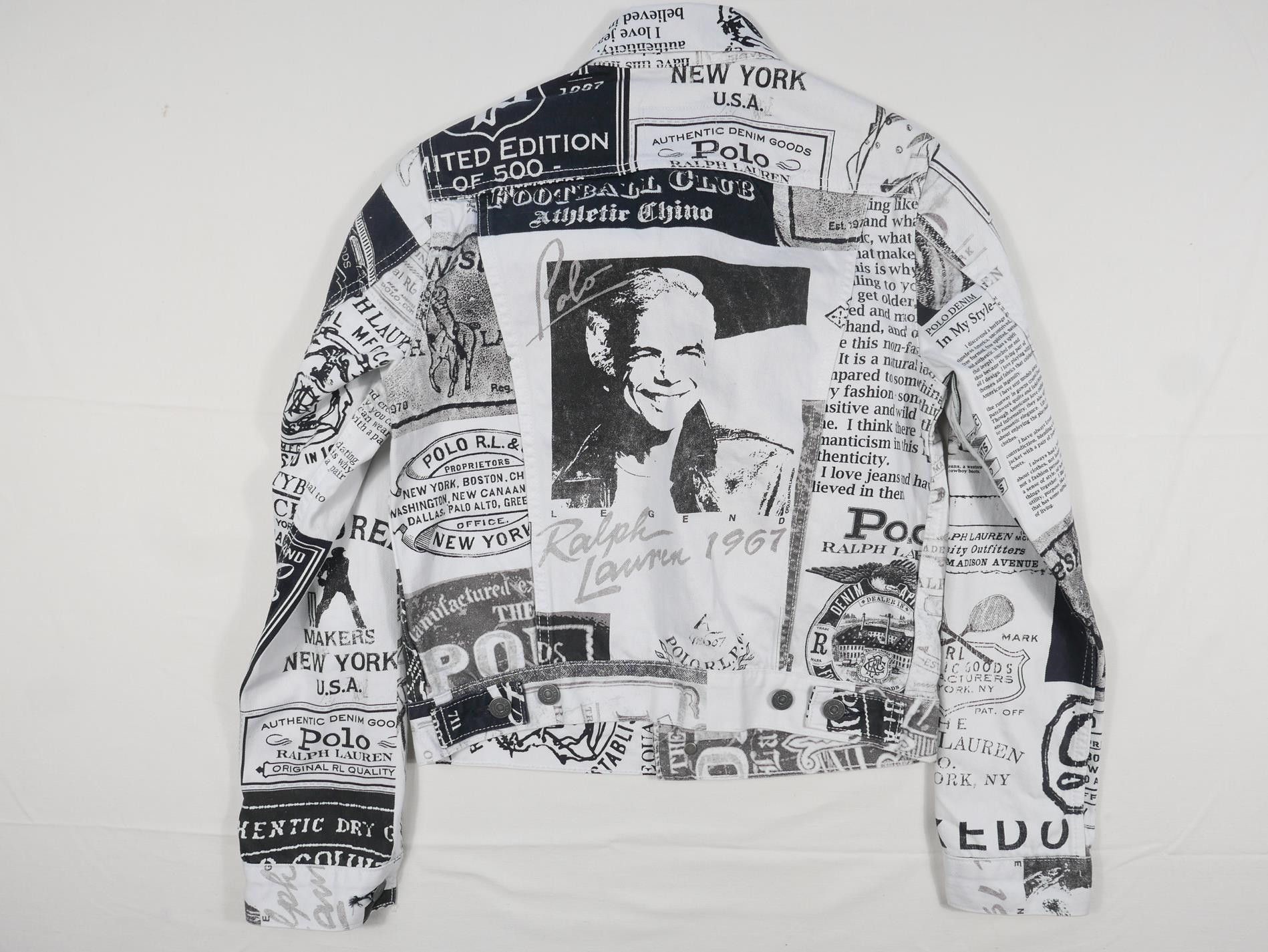 Polo Ralph Lauren Jacket Bomber Newspaper Denim Trucker XS