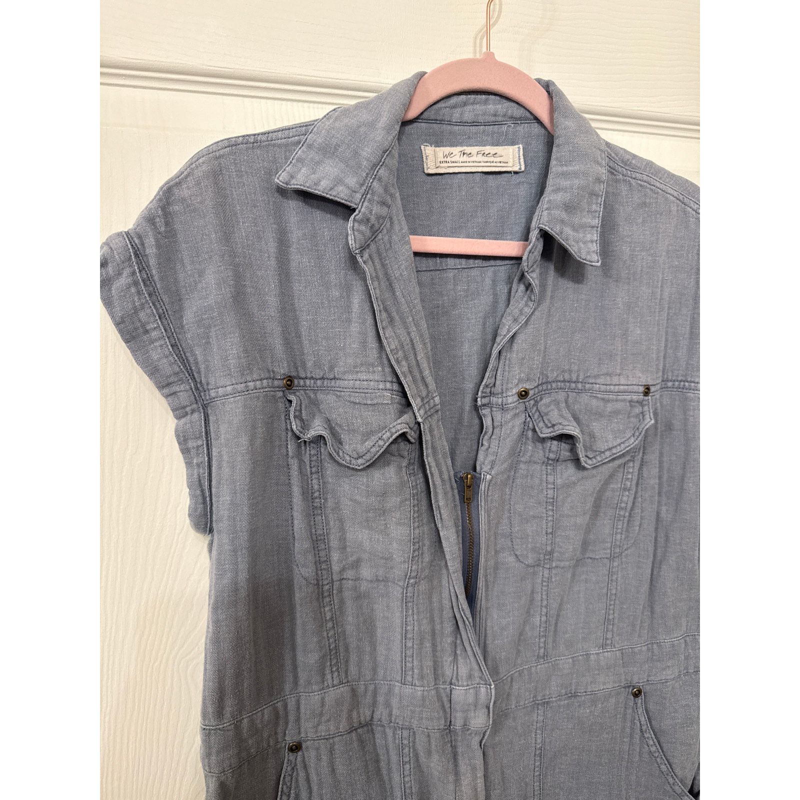 Free People We the Free Just Say When Blue Linen Blend Tunic Top, XS Size XS / US 0-2 / IT 36-38 - 5 Thumbnail