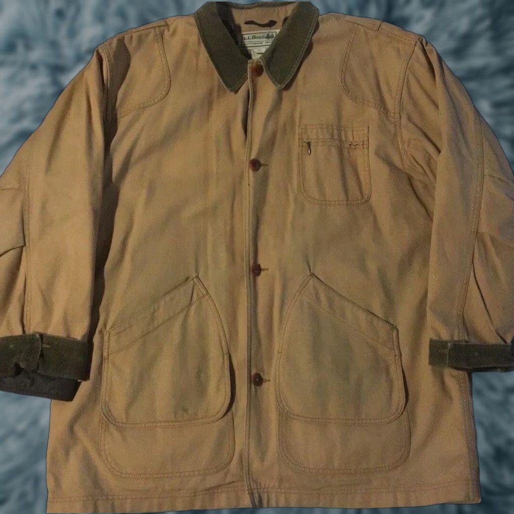 VINTAGE 90s LL Bean Faded Flannel Lined Chore Jacket 2XL Beige Flannel Lined Barn Carhartt J131 Trucker Grunge