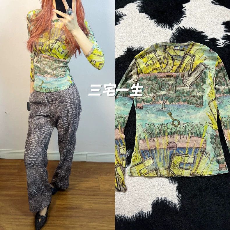 Issey Miyake Graffiti tulle top