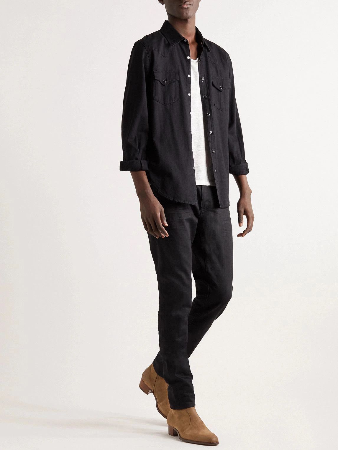 Saint Laurent Paris Wyatt Waxed-Suede Chelsea Boots in Brown Size US 7 / EU 40 - 3 Thumbnail