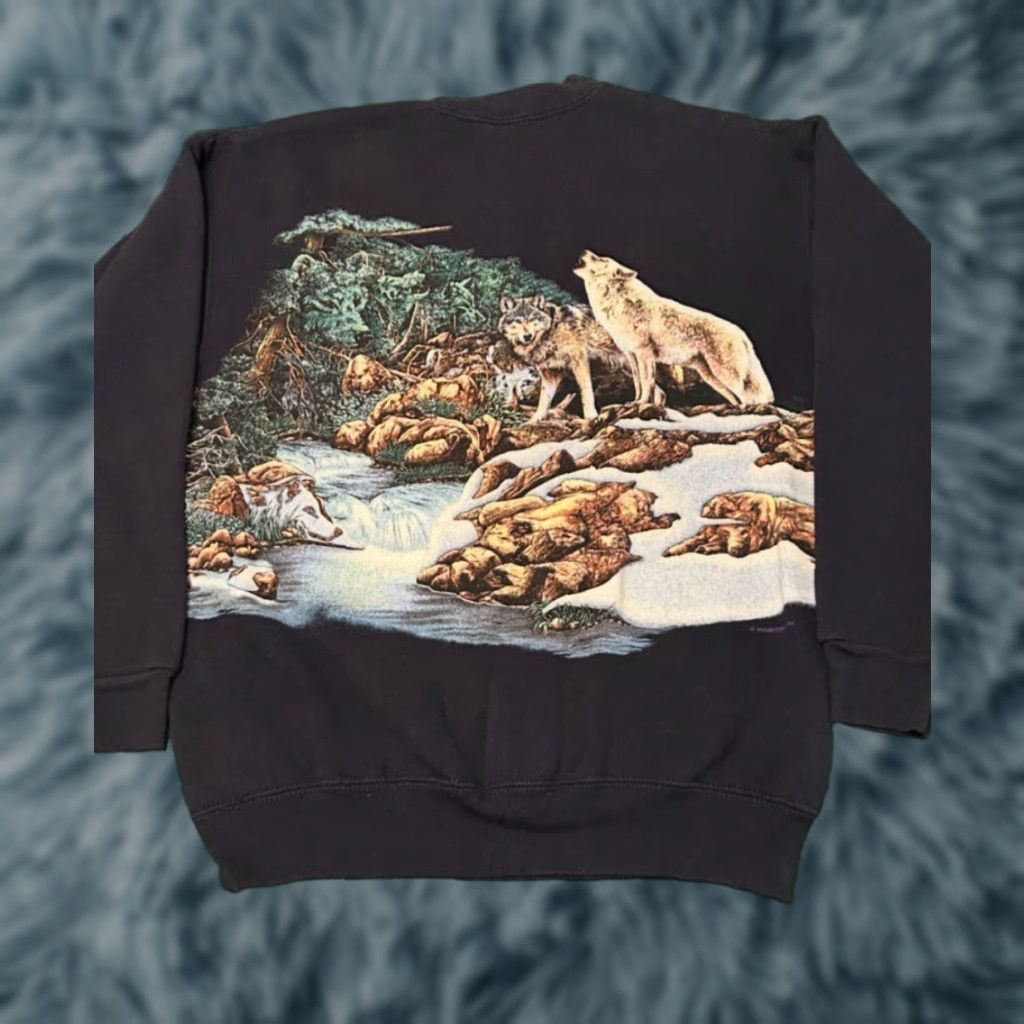 Vintage VINTAGE Wolf Nature All Over Print Wrap Around Crewneck Sweater Sz M Mens Blue 90s Nature Animals Outdoor 1990s 80s Pullover Crew Neck Size US M / EU 48-50 / 2 - 1 Thumbnail