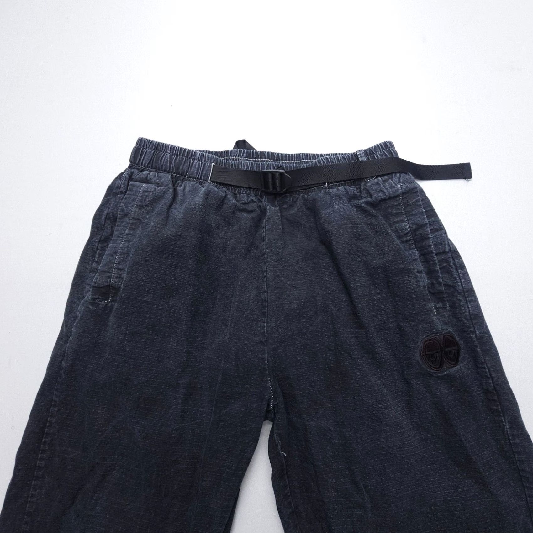Vintage Krooked Pants Belted Elastic Waist Mens Small Chino Straight Black Cotton Mid Rise Regular 26in Inseam USA Logo Size US 29 - 4 Thumbnail