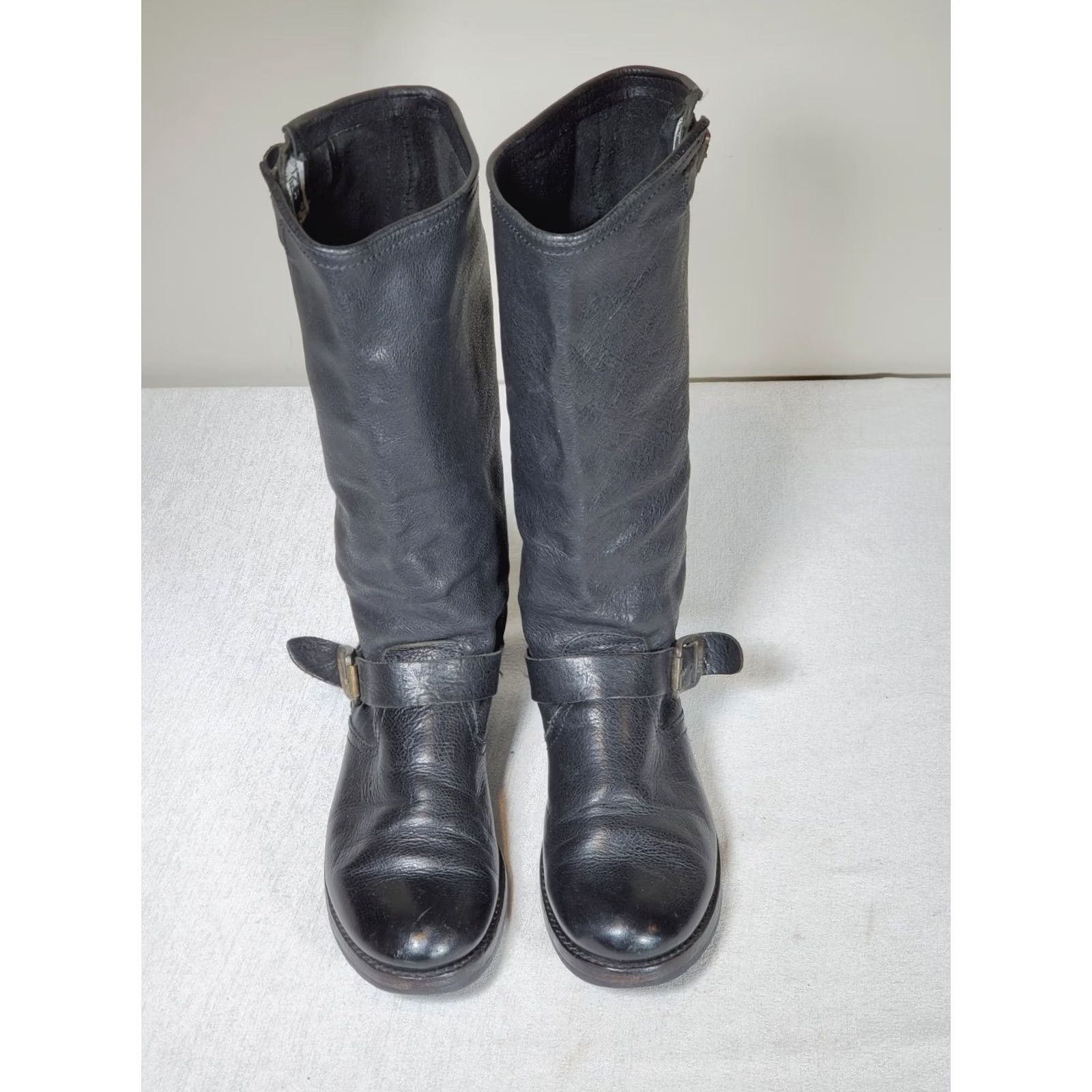 Frye FRYE Veronica Slouch Boots Black Leather 77605 Double Buckle Women’s US 9.5 B Boots Size US 10 / IT 40 - 7 Thumbnail