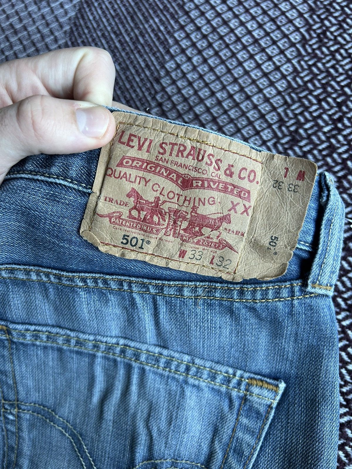 Levi's Vintage Levis 501 Washed Straight Leg Button Fly Jeans 33x32 Size US 33 - 7 Thumbnail
