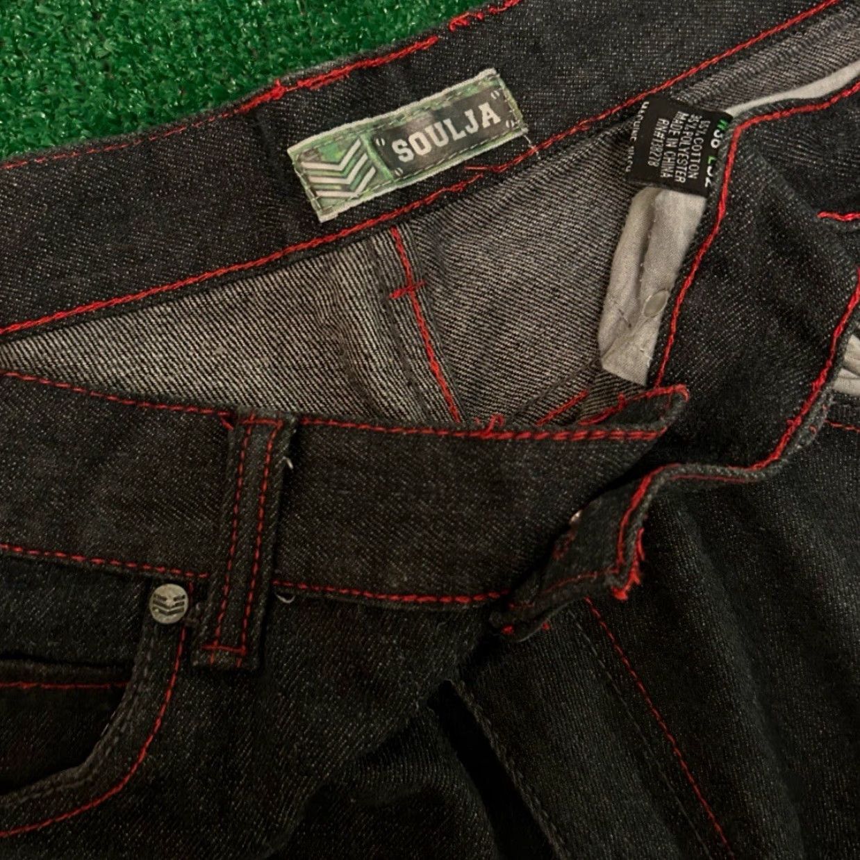 Vintage VINTAGE Soulja Jeans Baggy Hip Hop Skater Grunge VTG Mens 36 Black Red 36x32 Wide-Leg Jeans Mens Size US 36 / EU 52 - 4 Thumbnail