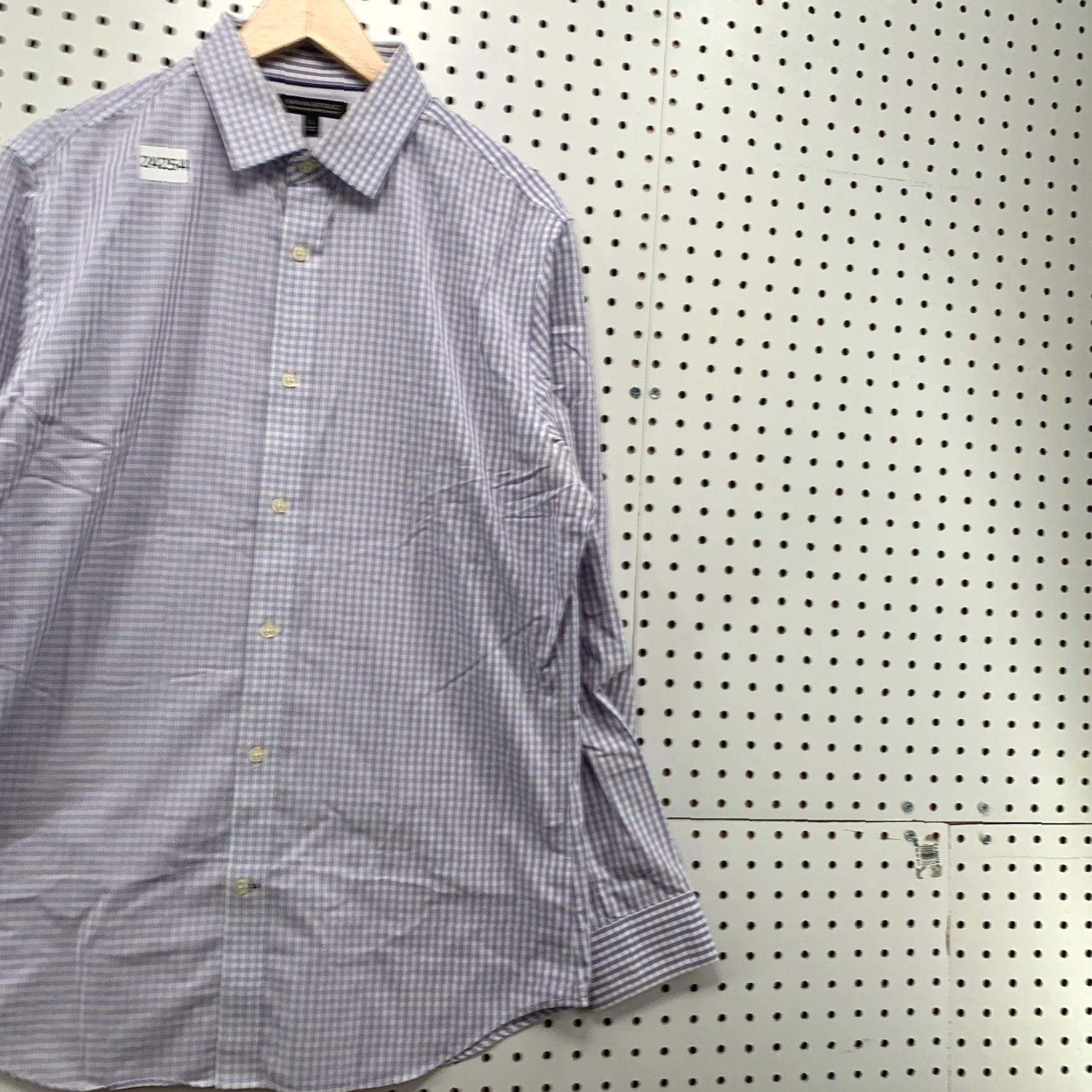 Banana Republic VINTAGE Banana Republic Button-Up Shirt Purple White Check Adult Large Slim Fit 22x31.5 Mens Size US L / EU 52-54 / 3 - 4 Thumbnail