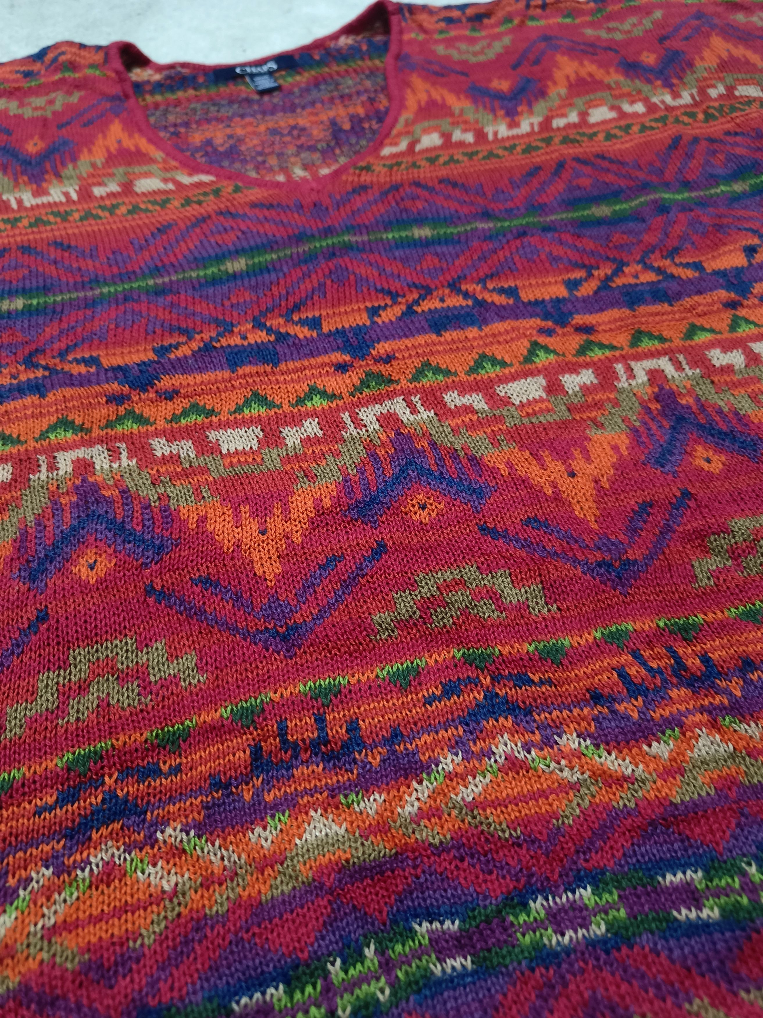 Chaps Vintage 90s CHAPS Women's Aztec Ethnic Motifs Knit Shirt Size S / US 4 / IT 40 - 6 Thumbnail