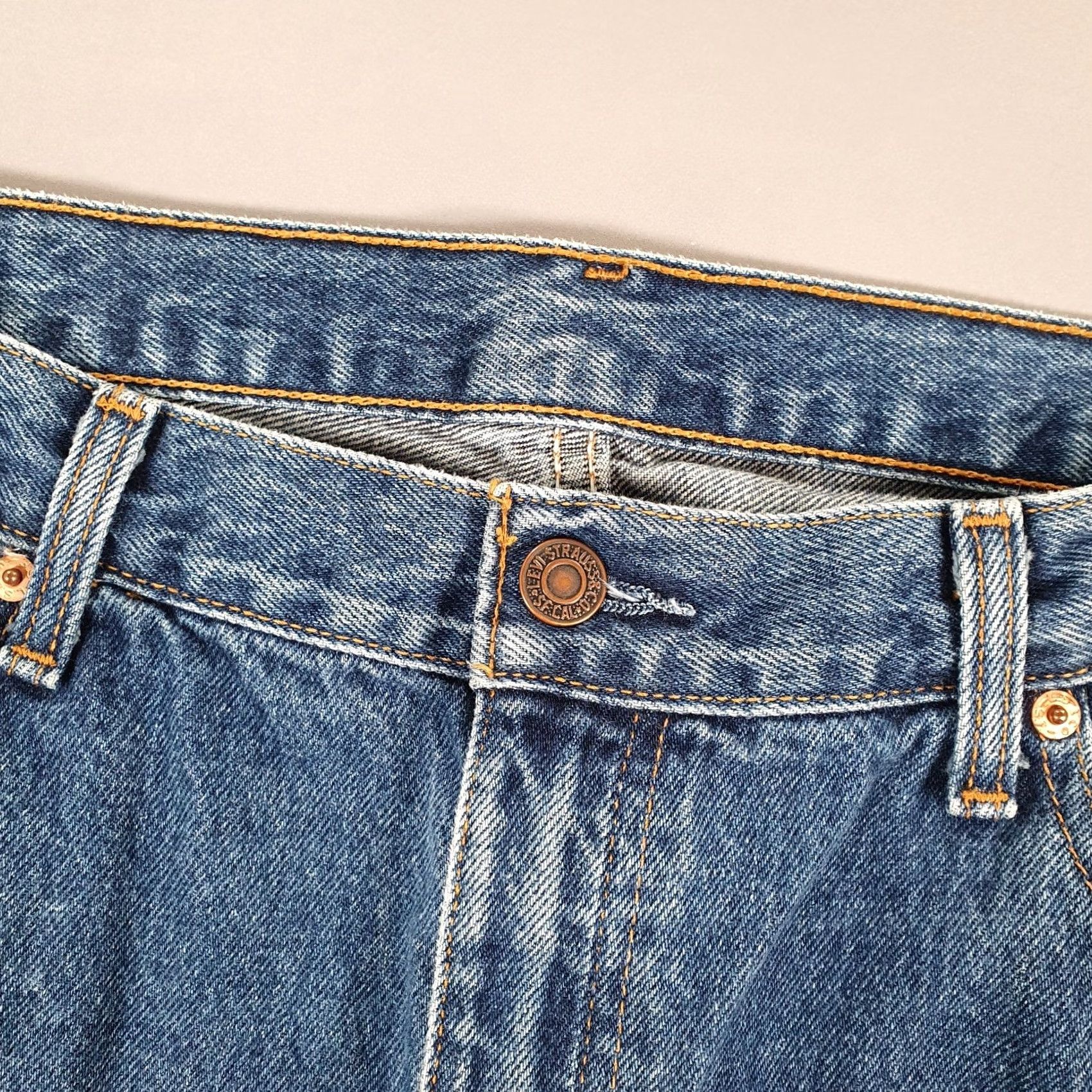 Levi's Levis Jeans Blue Regular 40 32 Denim 5-Pocket Straight Belt Zip Fly Mens W40 L32 Classic Size US 40 / EU 56 - 3 Thumbnail