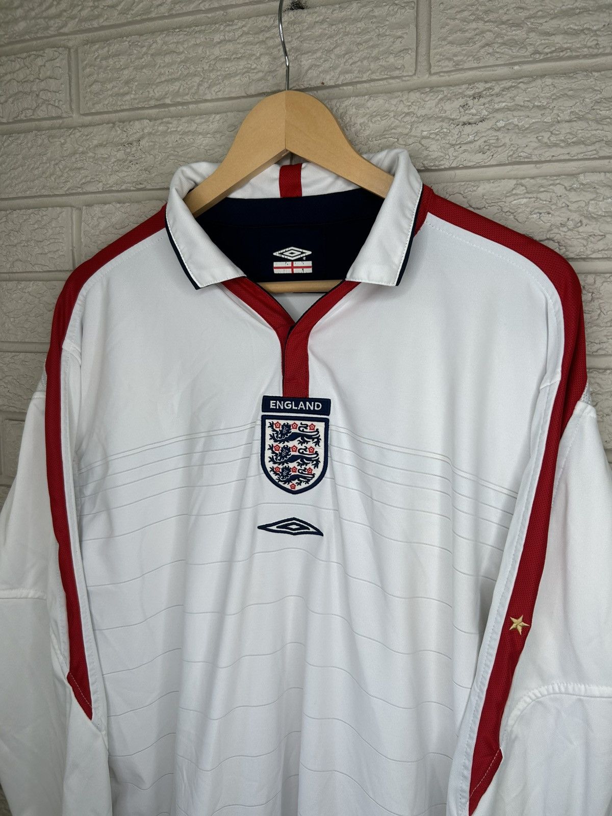 Umbro Vintage 2003 Umbro England Rooney Long Sleeve Home Jersey Size US XL / EU 56 / 4 - 2 Thumbnail