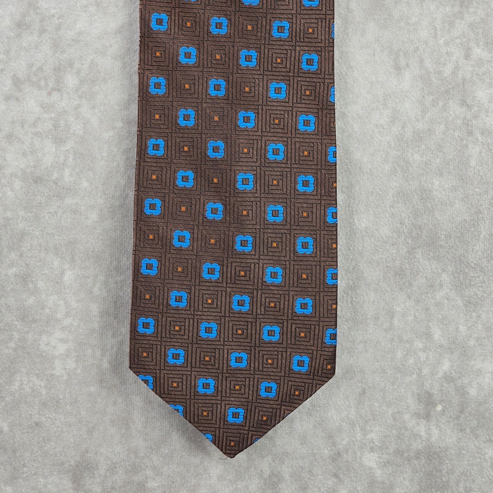 Carlo Palazzi Carlo Palazzi Brown Blue Floral 100% Italian Silk Neck Tie Size 28 - 1 Thumbnail