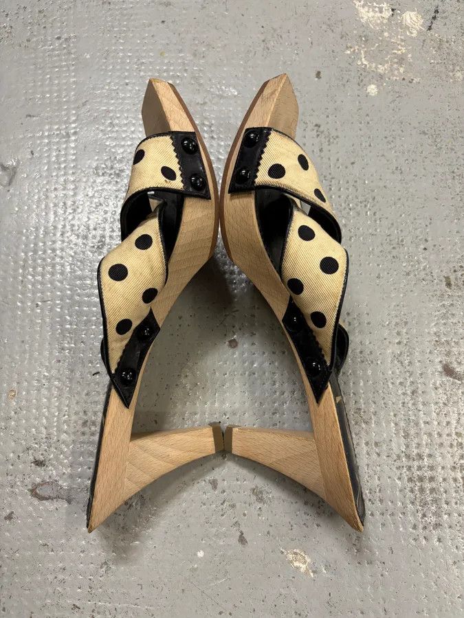 Saint Laurent Paris 2000s Yves Saint Laurent Dot Cream Sandals Heels Size US 7 / IT 37 - 4 Thumbnail