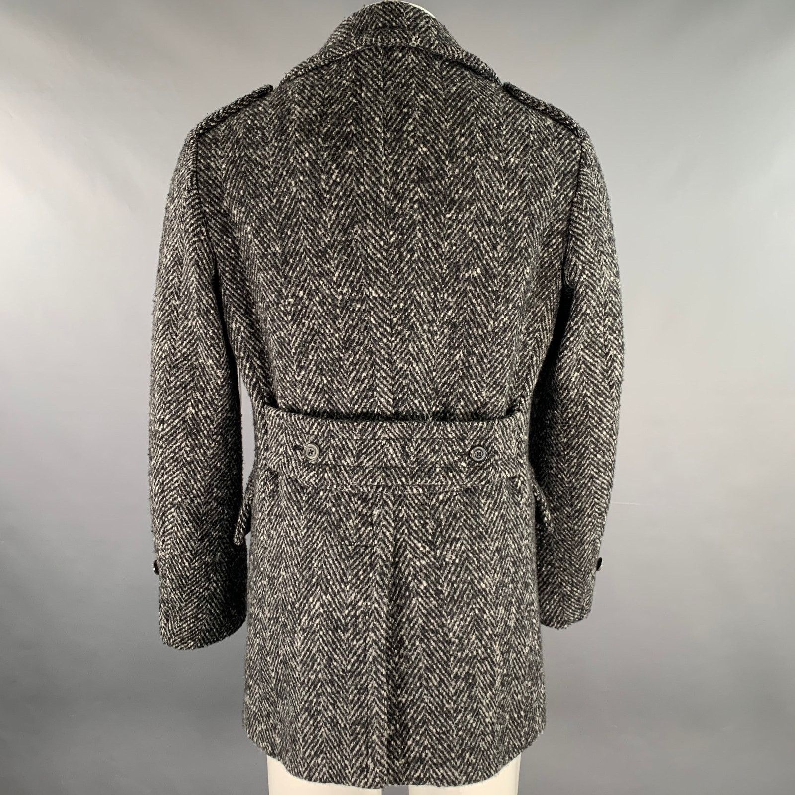 Lardini WOOSTER + LARDINI Herringbone Wool Peacoat Coat Size US S / EU 44-46 / 1 - 4 Thumbnail