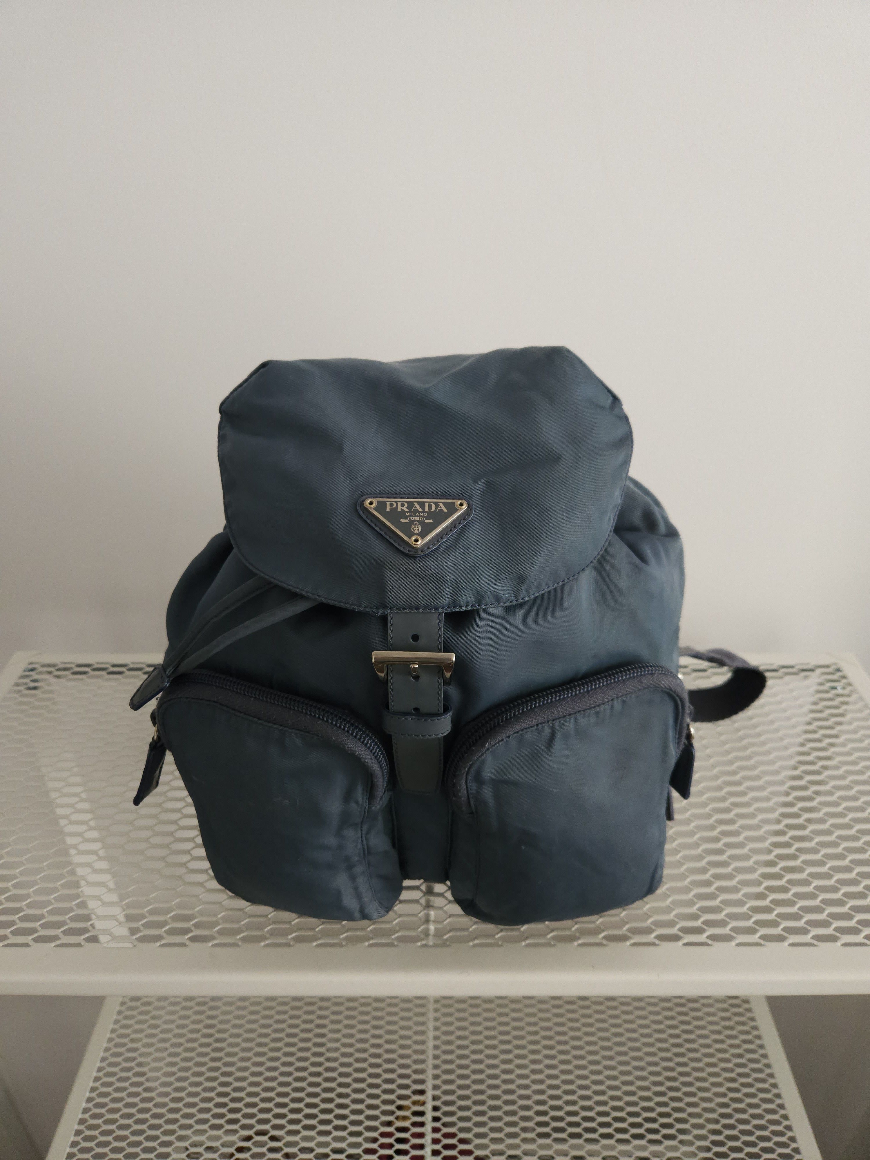 Prada Vintage 90s Prada nylon triangle logo mini cargo backpack Size ONE SIZE - 1 Thumbnail