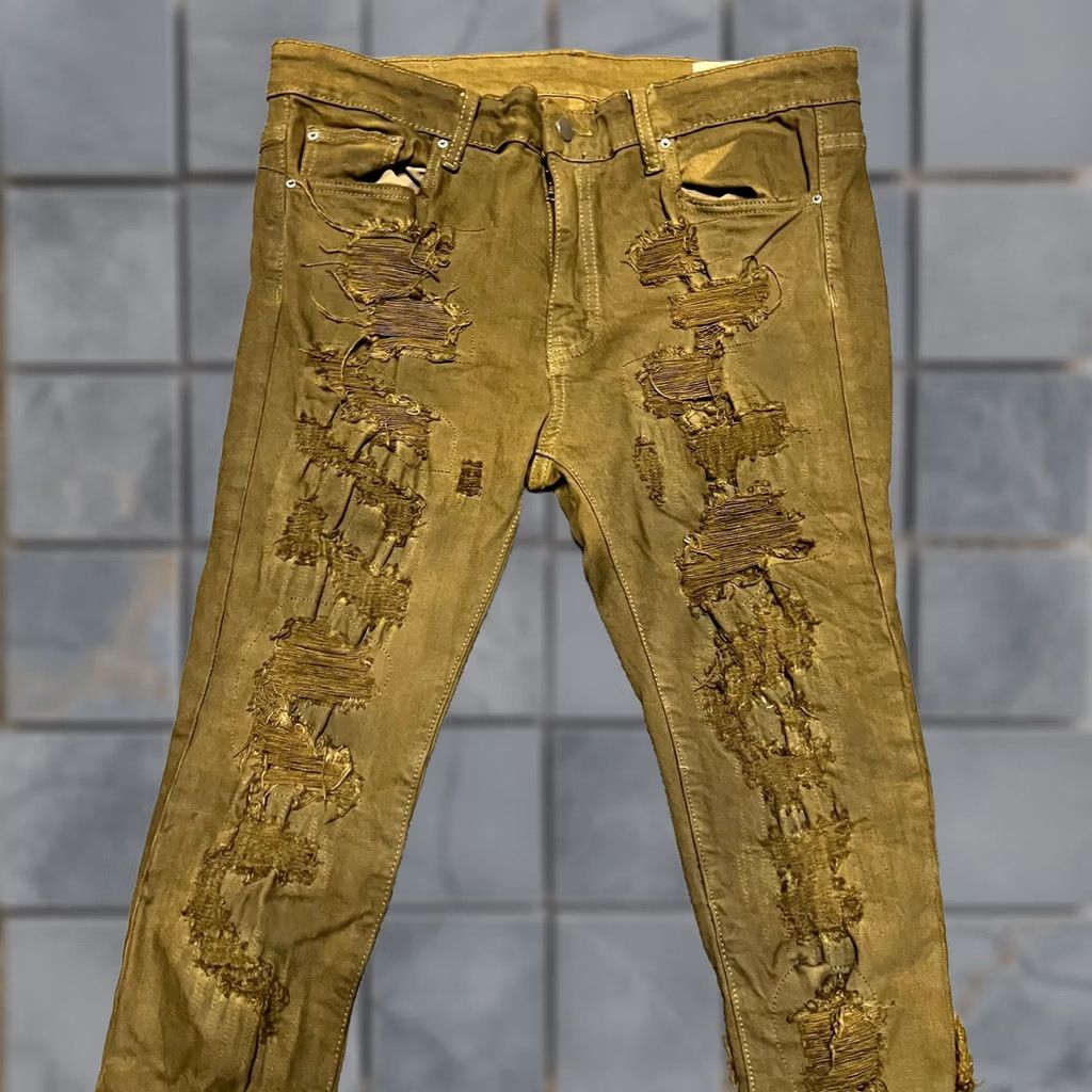 MNML MNML Jeans Mens Skinny Distressed Brown Stretch Stacked Pants 33 Size US 33 - 1 Thumbnail
