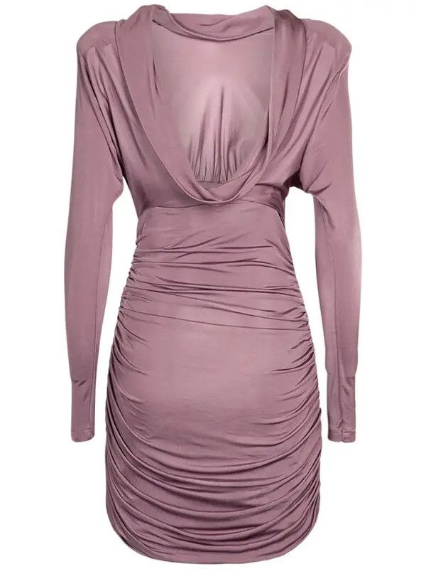 Saint Laurent Paris o1s1wg111024 Shiny Knit Long Sleeve Mini Dress in Purple Size M / US 6-8 / IT 42-44 - 5 Thumbnail