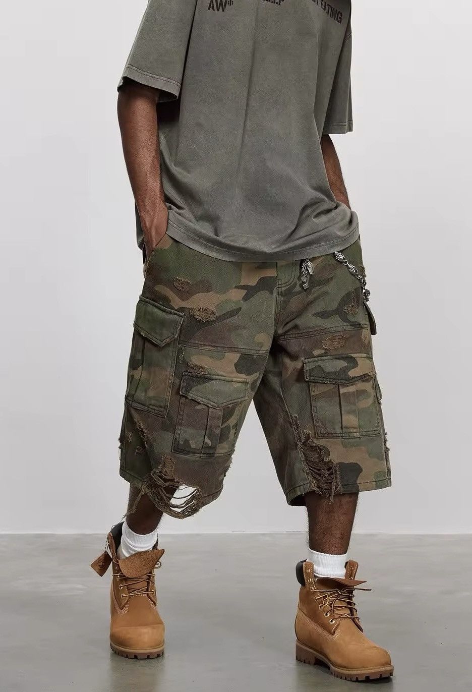 Designer × Japanese Brand × Vintage Washed faded damaged military skate hiphop shorts Size US 30 / EU 46 - 5 Thumbnail