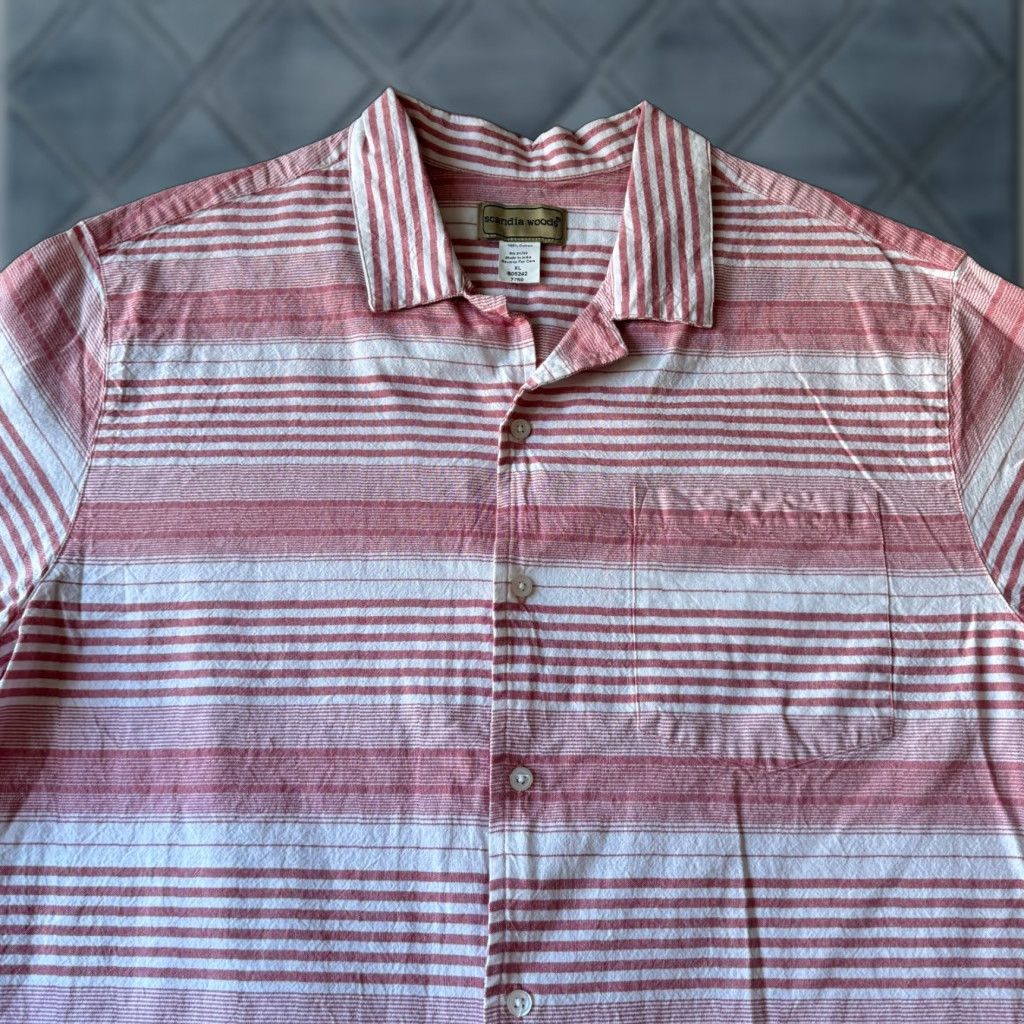 Vintage VINTAGE Scandia Woods Shirt Mens XL Red Striped Button-Up Casual Size US XL / EU 56 / 4 - 1 Thumbnail