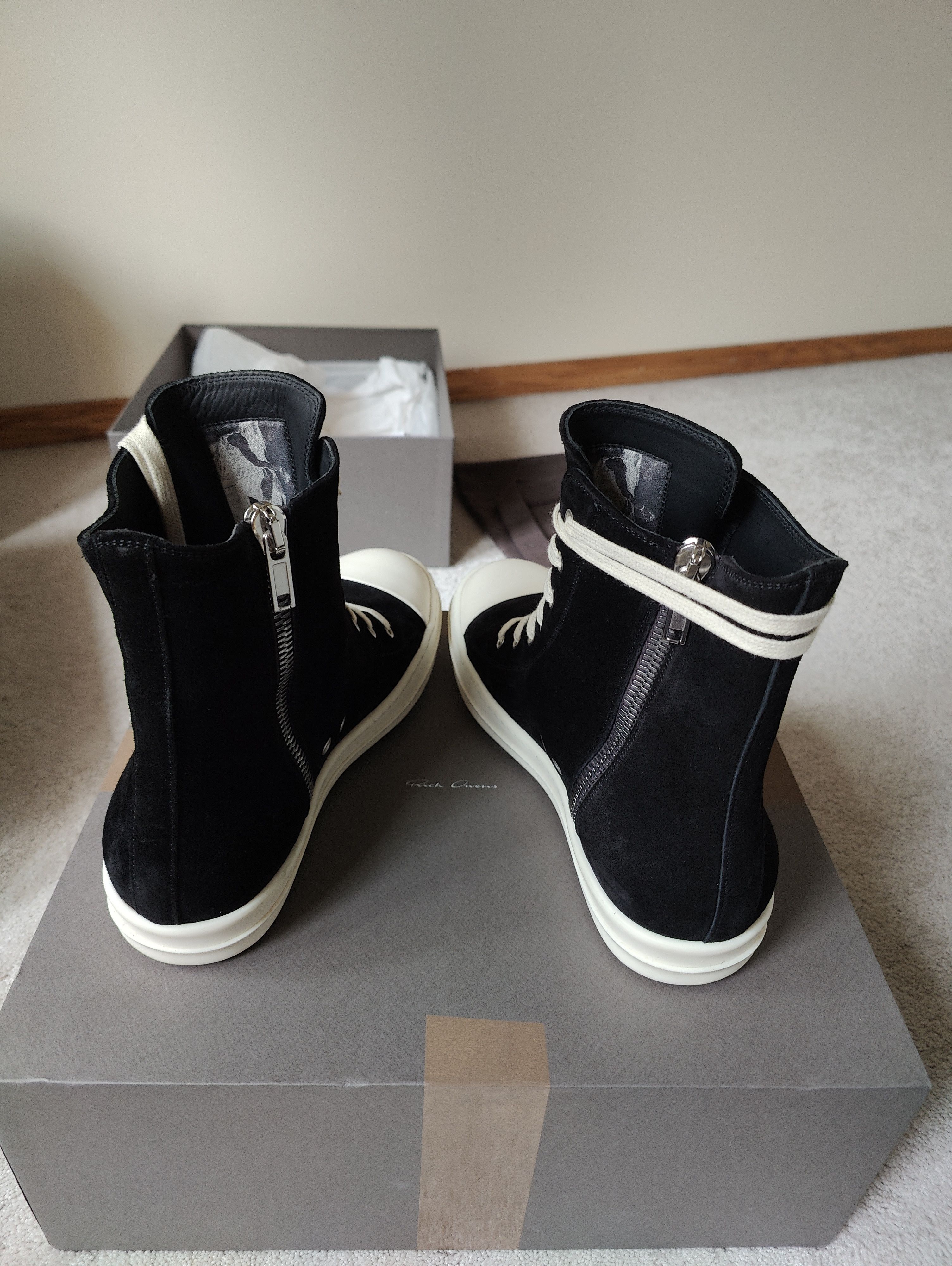 Rick Owens Deep Black Suede Ramones Size US 10 / EU 43 - 3 Thumbnail