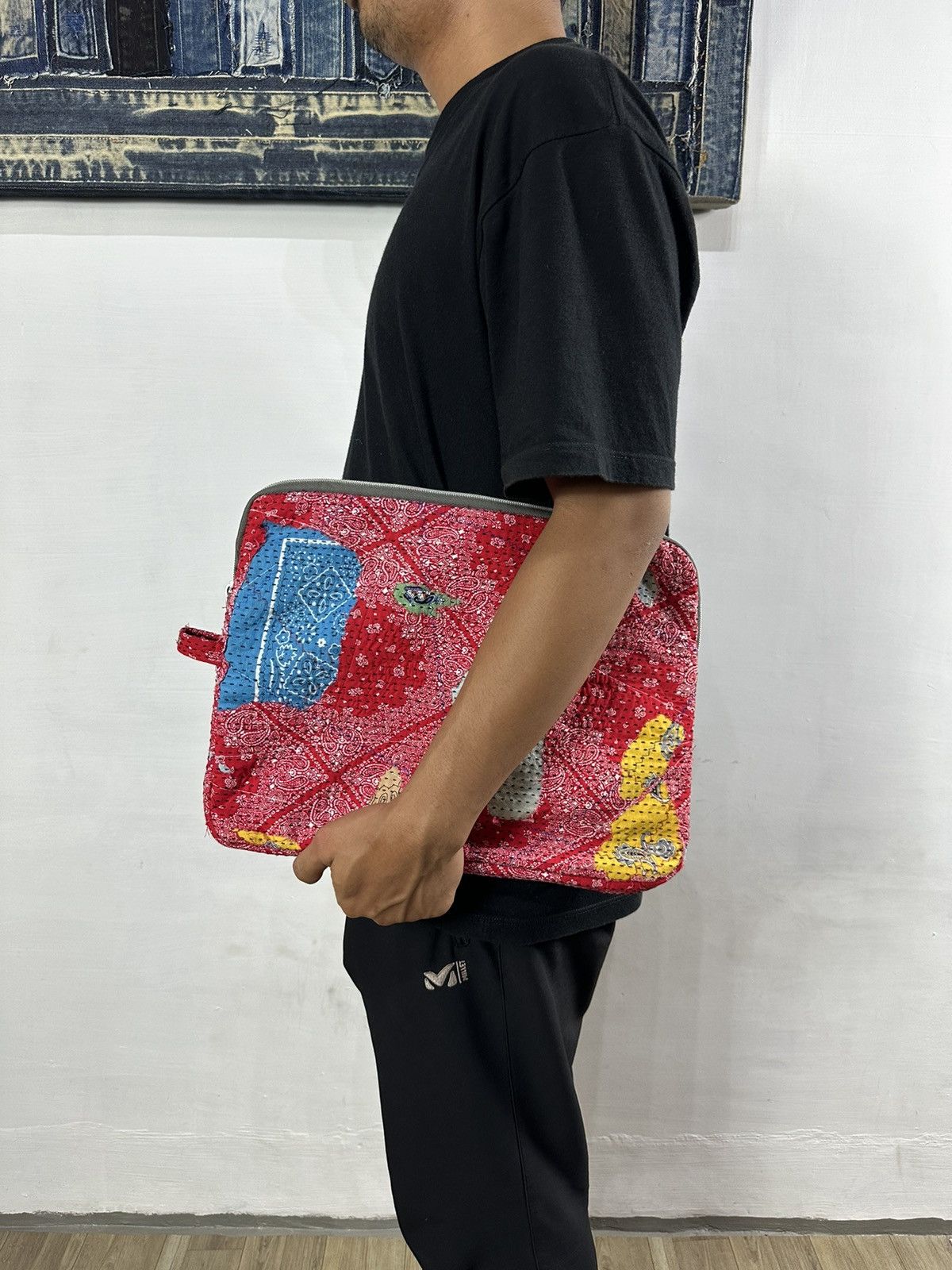 Handmade Custom Made Distressed Patchwork Boro Paisley cutch bag Size ONE SIZE - 1 Thumbnail