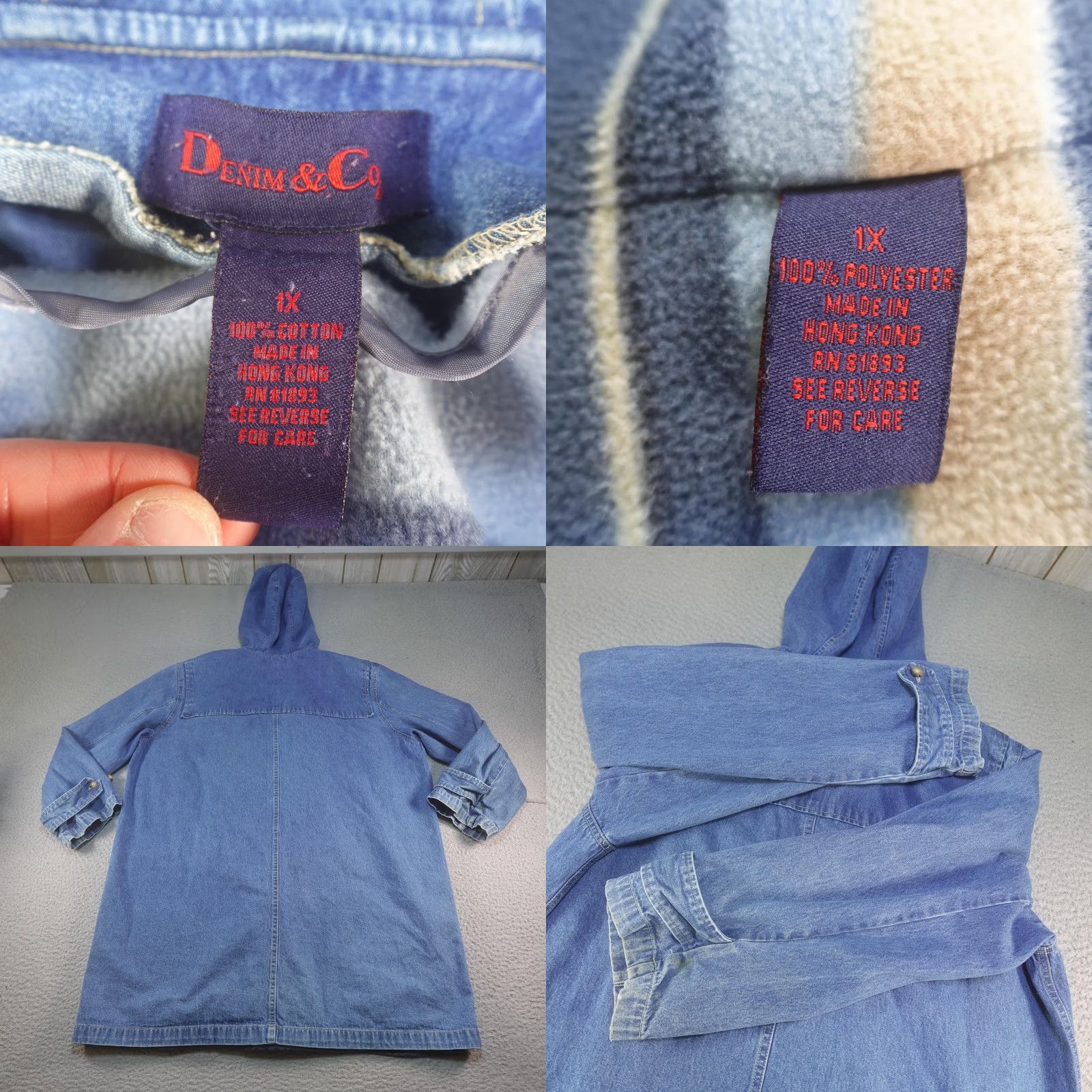 Denim & Co. Denim & Co. Denim Coat Womens 1X Blue Hooded Pockets Toggle Mid-Length Parka Jacket Coat Size XL / US 12-14 / IT 48-50 - 9 Thumbnail