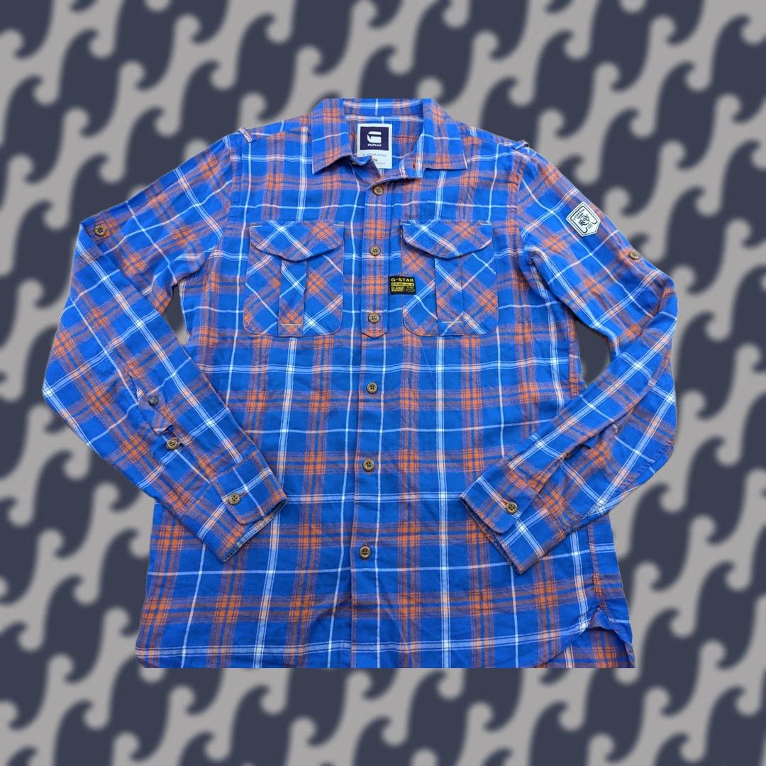 G-Star G STAR RAW ATHAN RANDOLPH Check Shirt Long Sleeve Blue Size Medium Mens Regular Button-Up Shirt Size US M / EU 48-50 / 2 - 1 Thumbnail