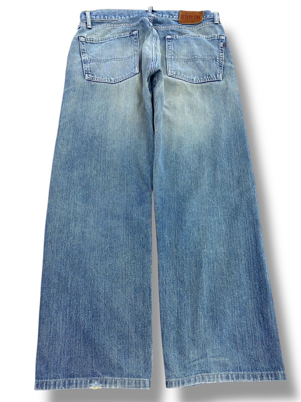 Edwin Edwin X Selvage Faded Wash Ripped Style Straight Leg Jeans Size US 33 - 3 Thumbnail