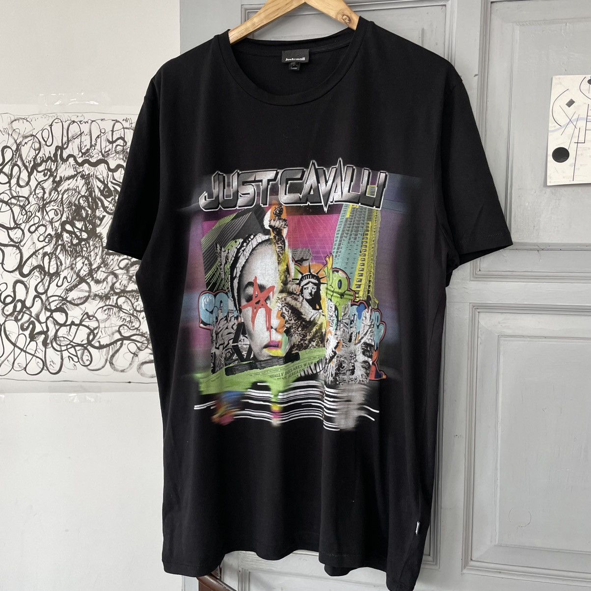 Just Cavalli × Sci-Fi Fantasy T-shirt Just Cavalli Printed Logo Black size XL Size US XL / EU 56 / 4 - 2 Thumbnail