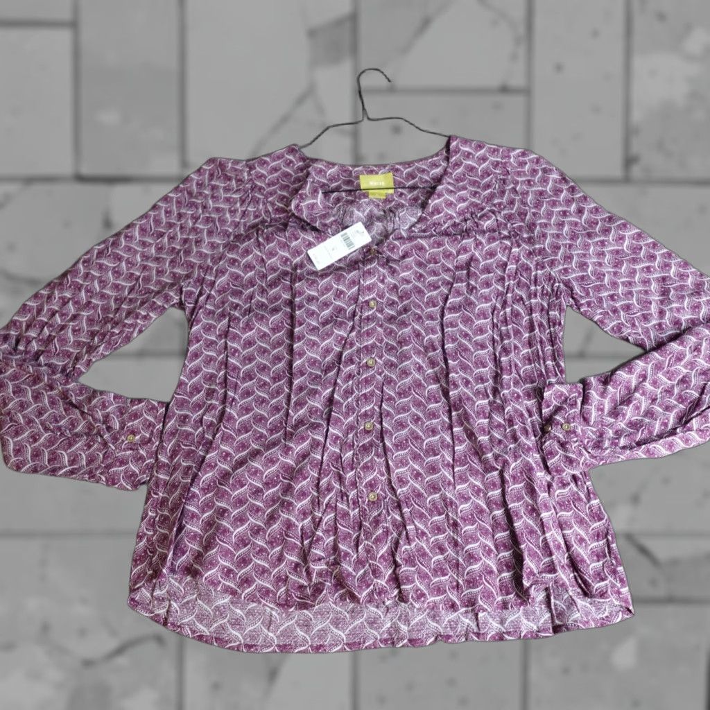 Vintage Maeve Top Shirt Women M Blue Pink Geometric Shift Casual Blouse 90s? Wait no. Size M / US 6-8 / IT 42-44 - 1 Thumbnail