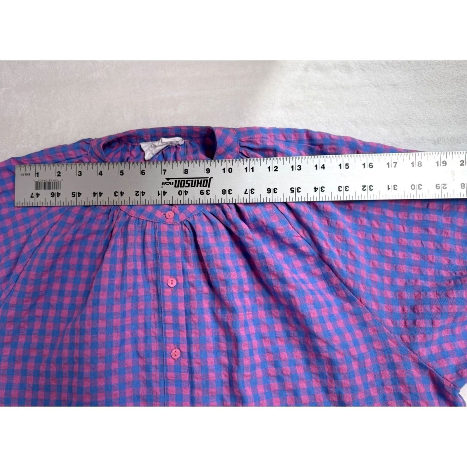 Pinko HYACINTH HOUSE Pink Blue Textured Gingham Rosie Blouse Coastal Preppy Womens Small Size S / US 4 / IT 40 - 7 Thumbnail