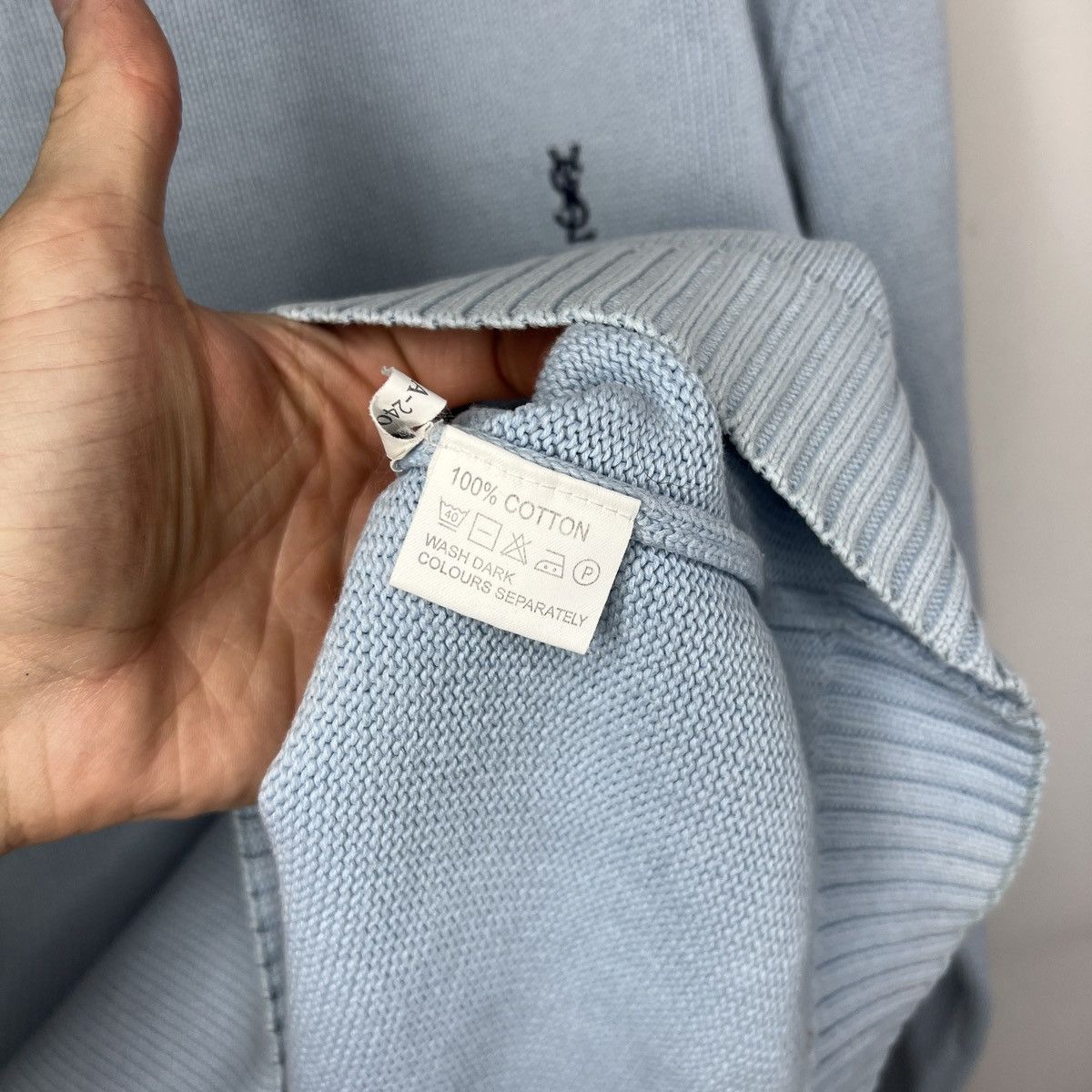 Yves Saint Laurent Vintage Yves Saint Laurent baby blue basic sweater YSL Size US M / EU 48-50 / 2 - 7 Thumbnail